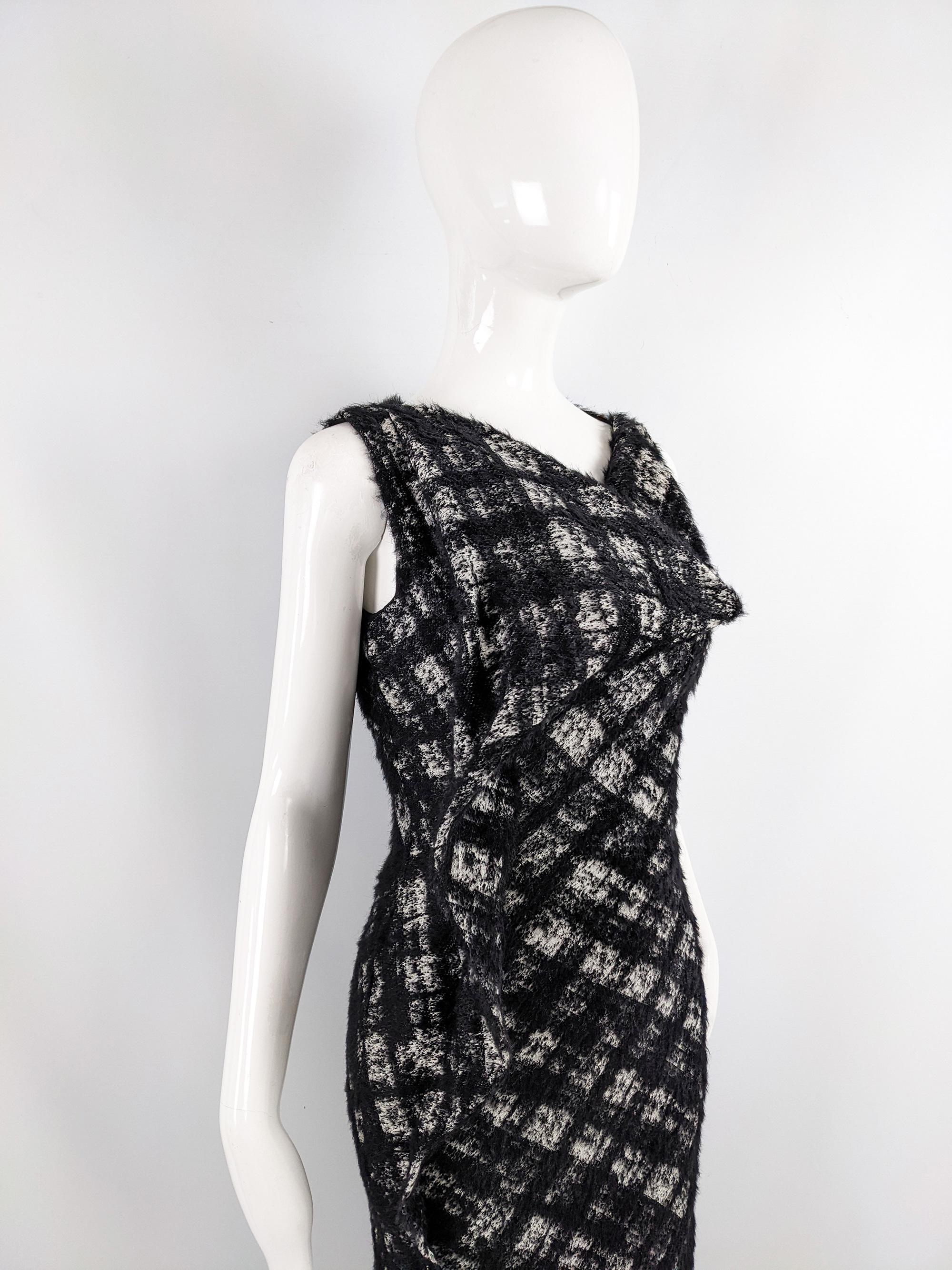 Plein Sud Vintage 1990s Architectural Wool Alpaca & Mohair Checked Party Dress 2