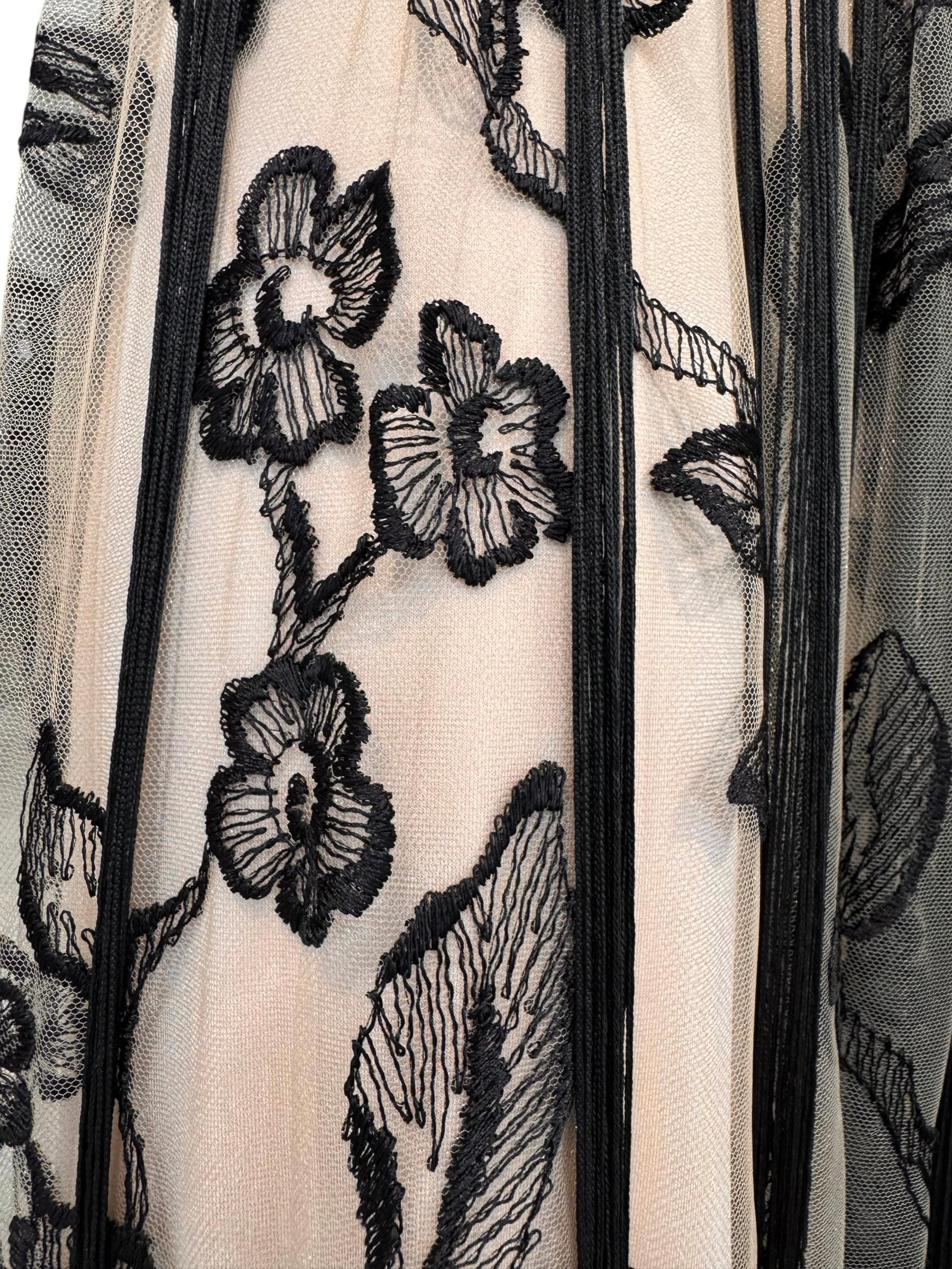 PLElN SUD FAYÇAL AMOR 2019 BEIGE & BLACK FLORAL FRINGES MAXI DRESS For Sale 9