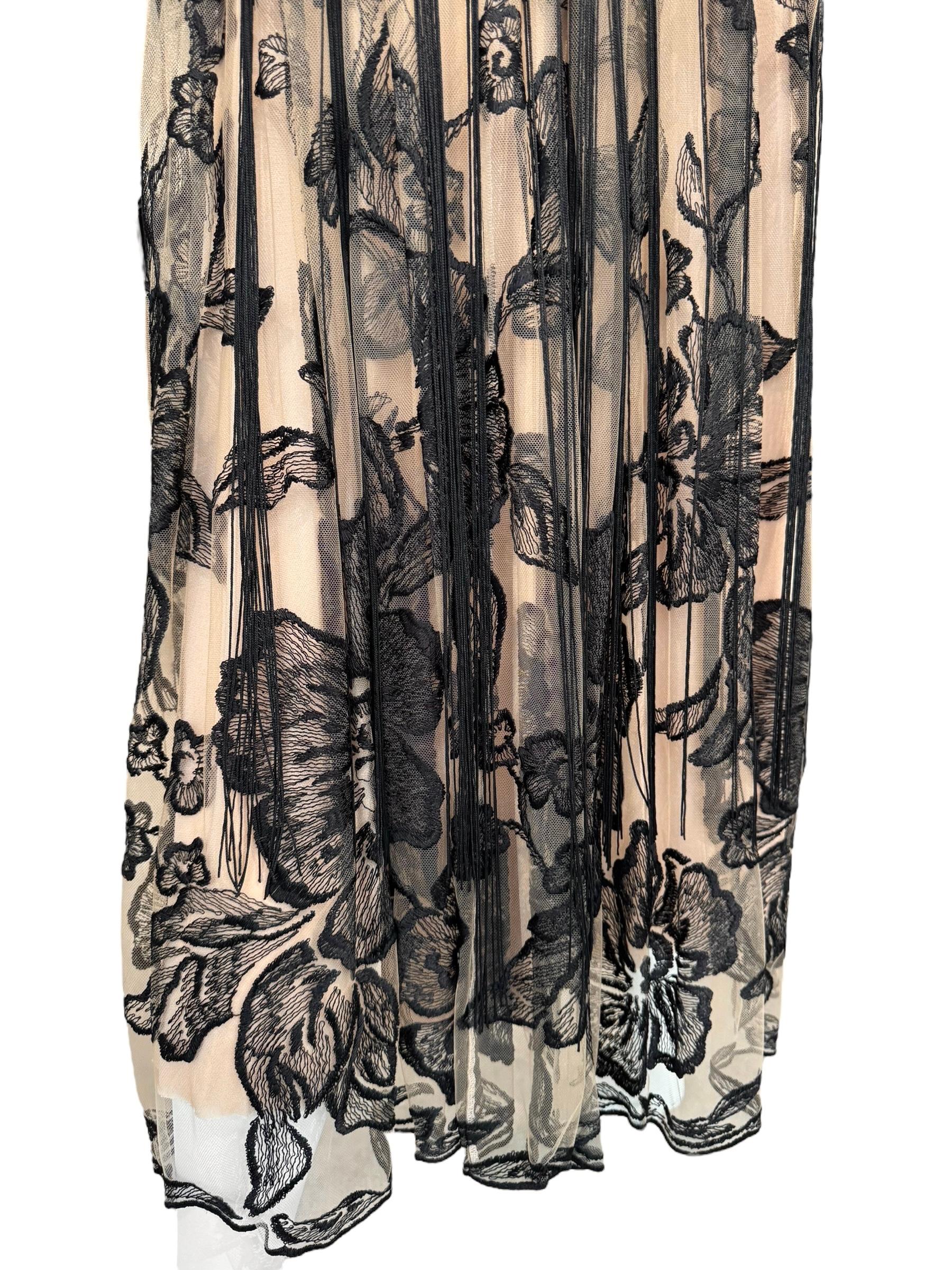 PLElN SUD FAYÇAL AMOR 2019 BEIGE & BLACK FLORAL FRINGES MAXI DRESS For Sale 11
