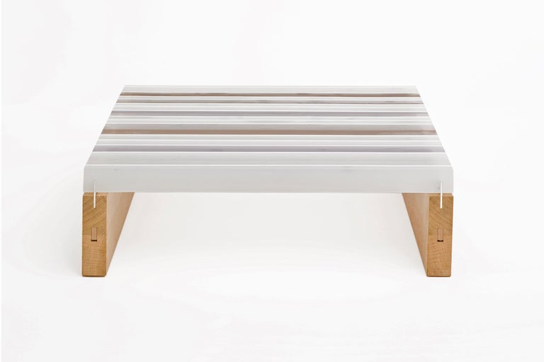 Plet Coffee Table from reclaimed acrylic and oak wood by Reinier de Jong  In New Condition For Sale In ROTTERDAM, ZH
