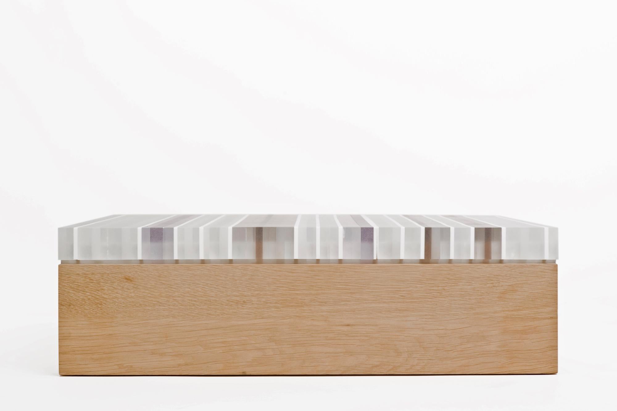 Contemporary Plet Coffee Table from reclaimed acrylic and oak wood by Reinier de Jong  For Sale