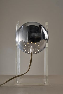 Lampe de table en plexi et chrome à la manière de Gino Sarfatti