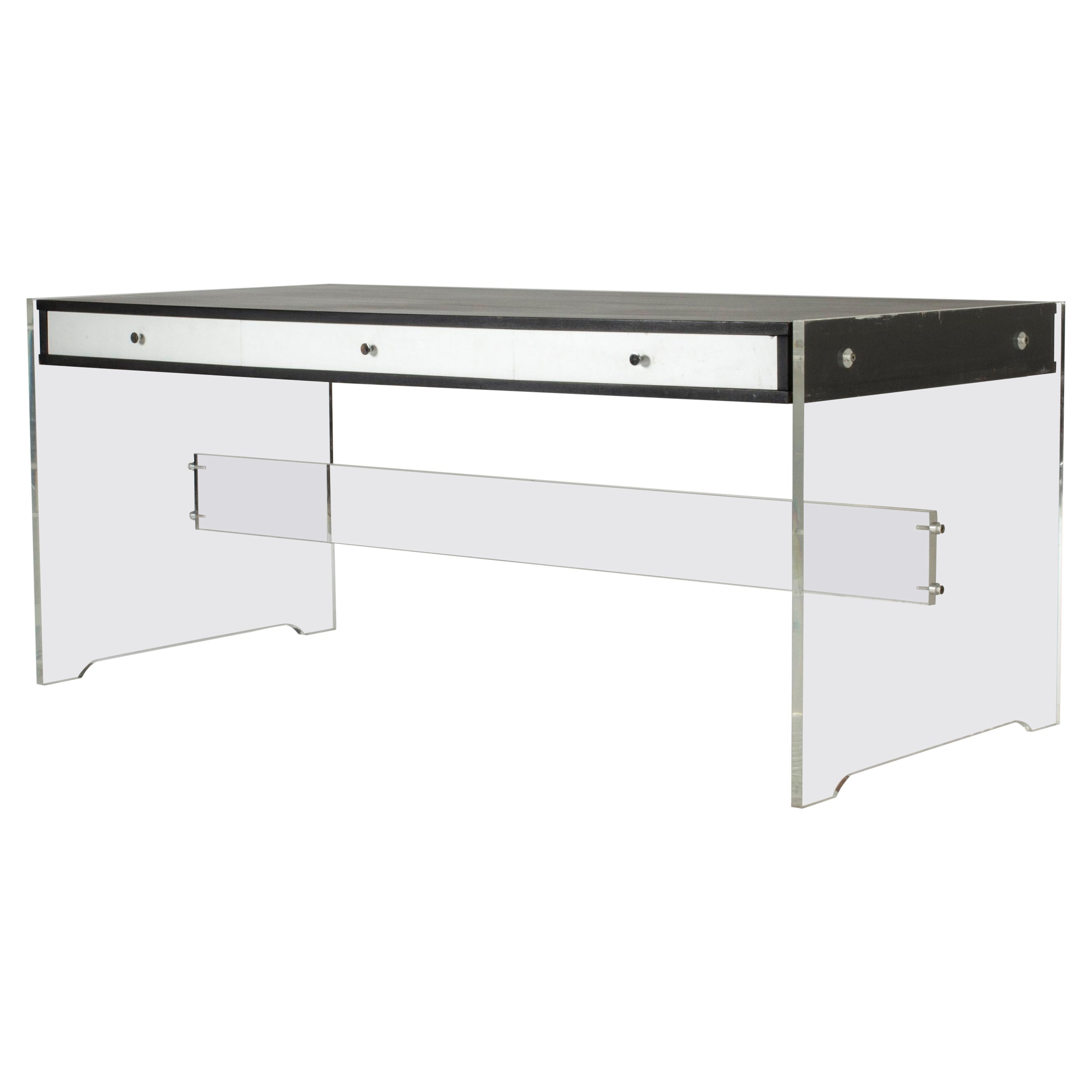 Plexi Glass Desk by Poul Nørreklit, Denmark, 1970s