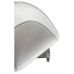 Plexi Swivel and White Leather Vanity Stool (signed)
