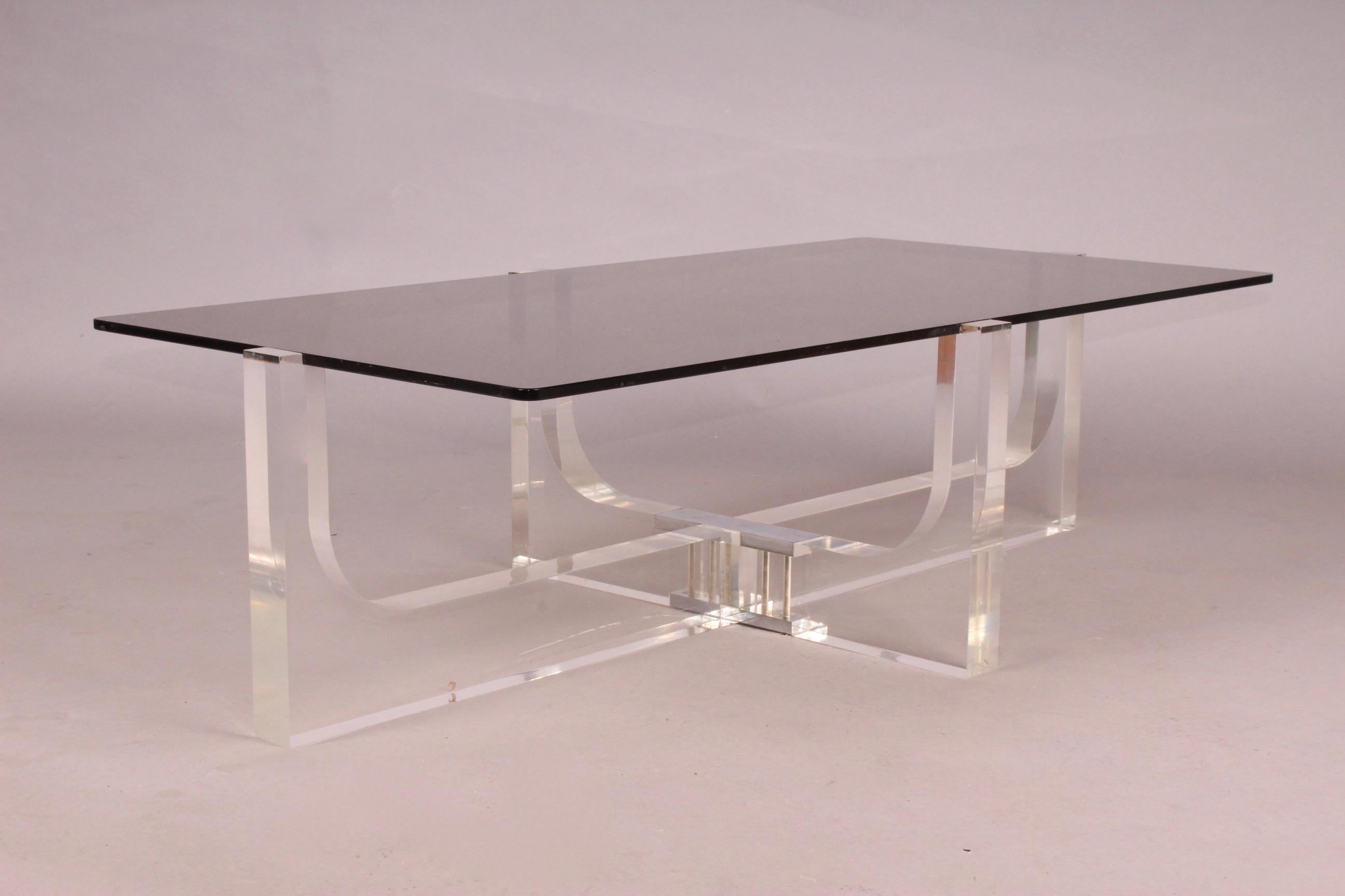 Late 20th Century Plexiglas and Glass Low Table
