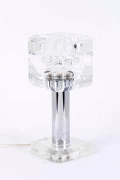 Plexiglas and Stainless Steel Cube Lamp, 1970