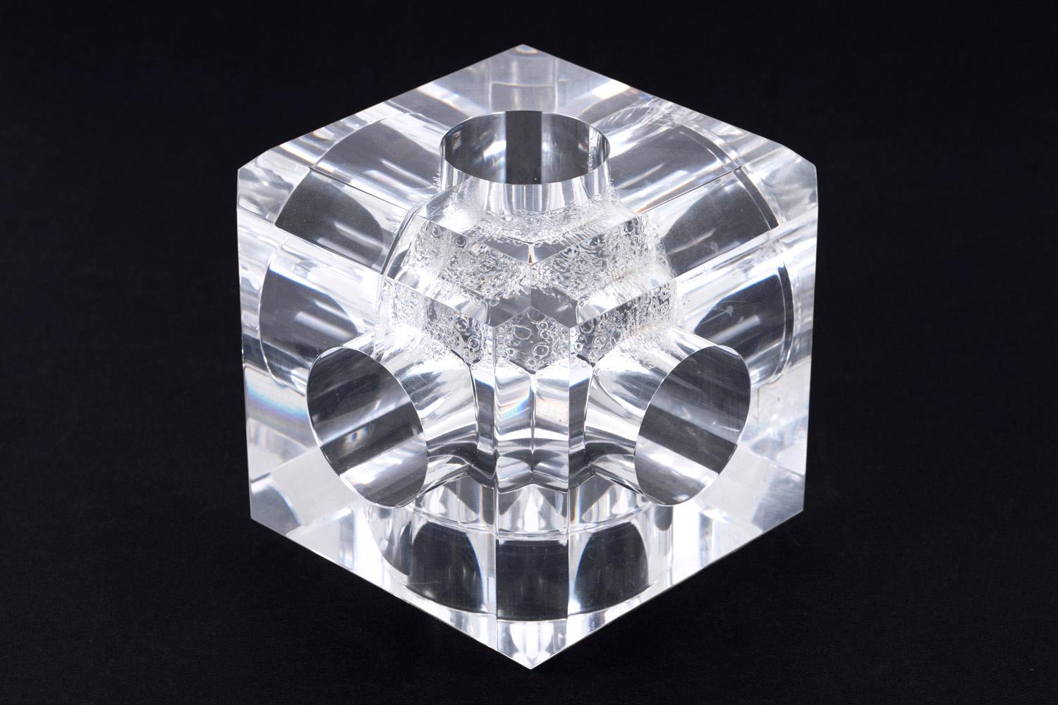 Würfellampe aus Plexiglas und Edelstahl, 1970 im Angebot 1