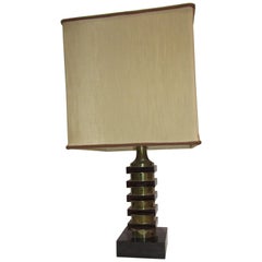 midcenturyPlexiglas Metal Chrome Table Lamp, Italy, 1970s