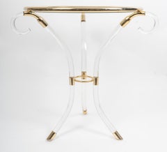 Plexiglas Pedestal Table from the 1980s, Glass Top.