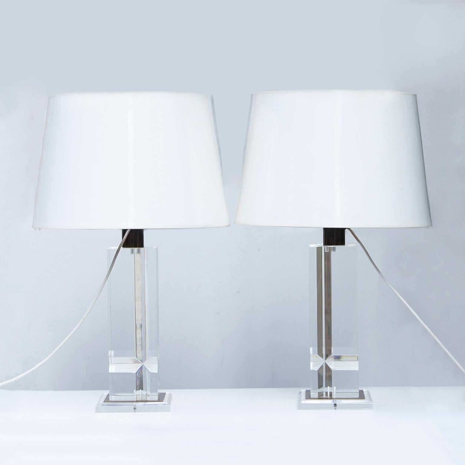 French Plexiglas Table Lamps France 1970s For Sale