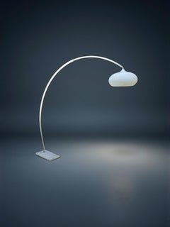 Mid Century Plexiglass and Aluminium Arc Floor Lamp, Italy 1960's