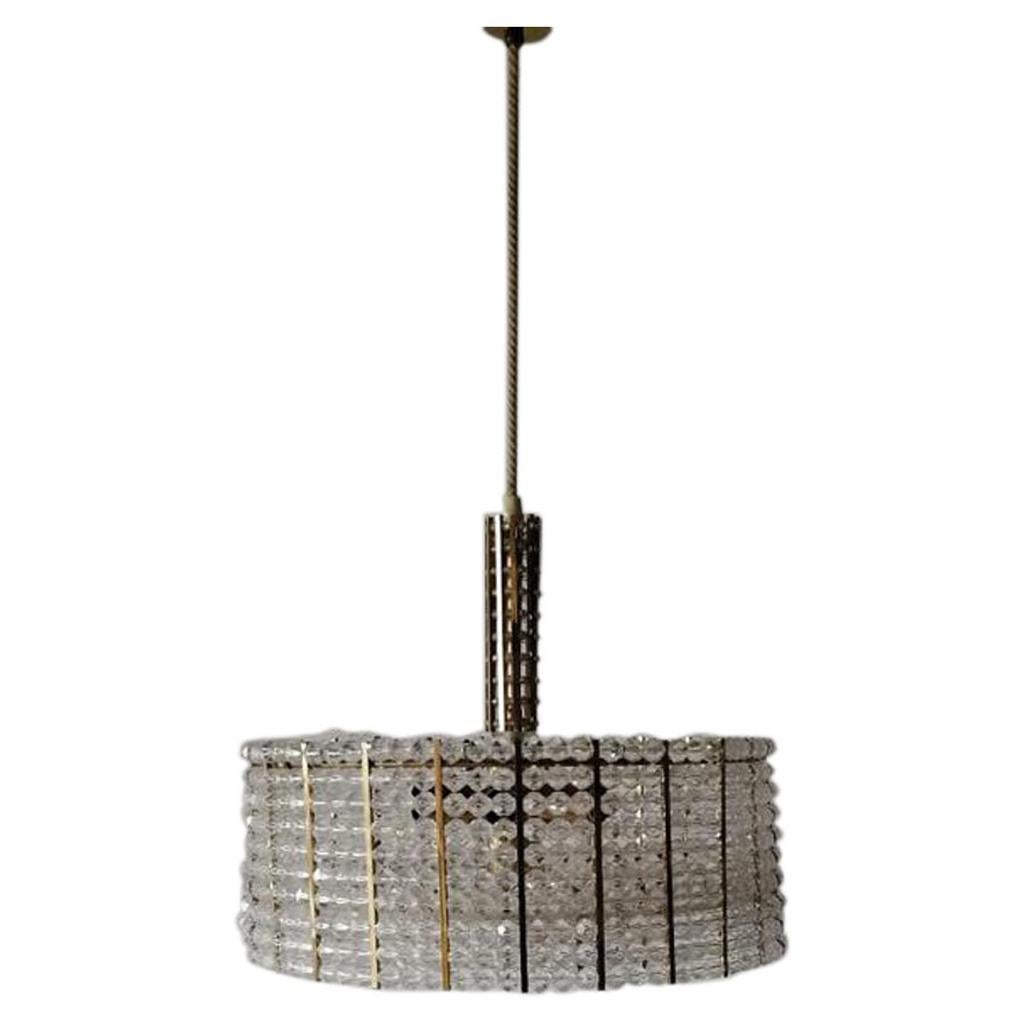 Plexiglass and Brass Chandelier by Emil Stejnar for Rupert Nikoll, 1950s Austria For Sale