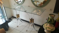Plexiglass and Brass Console Circa 1970, with glass Tray