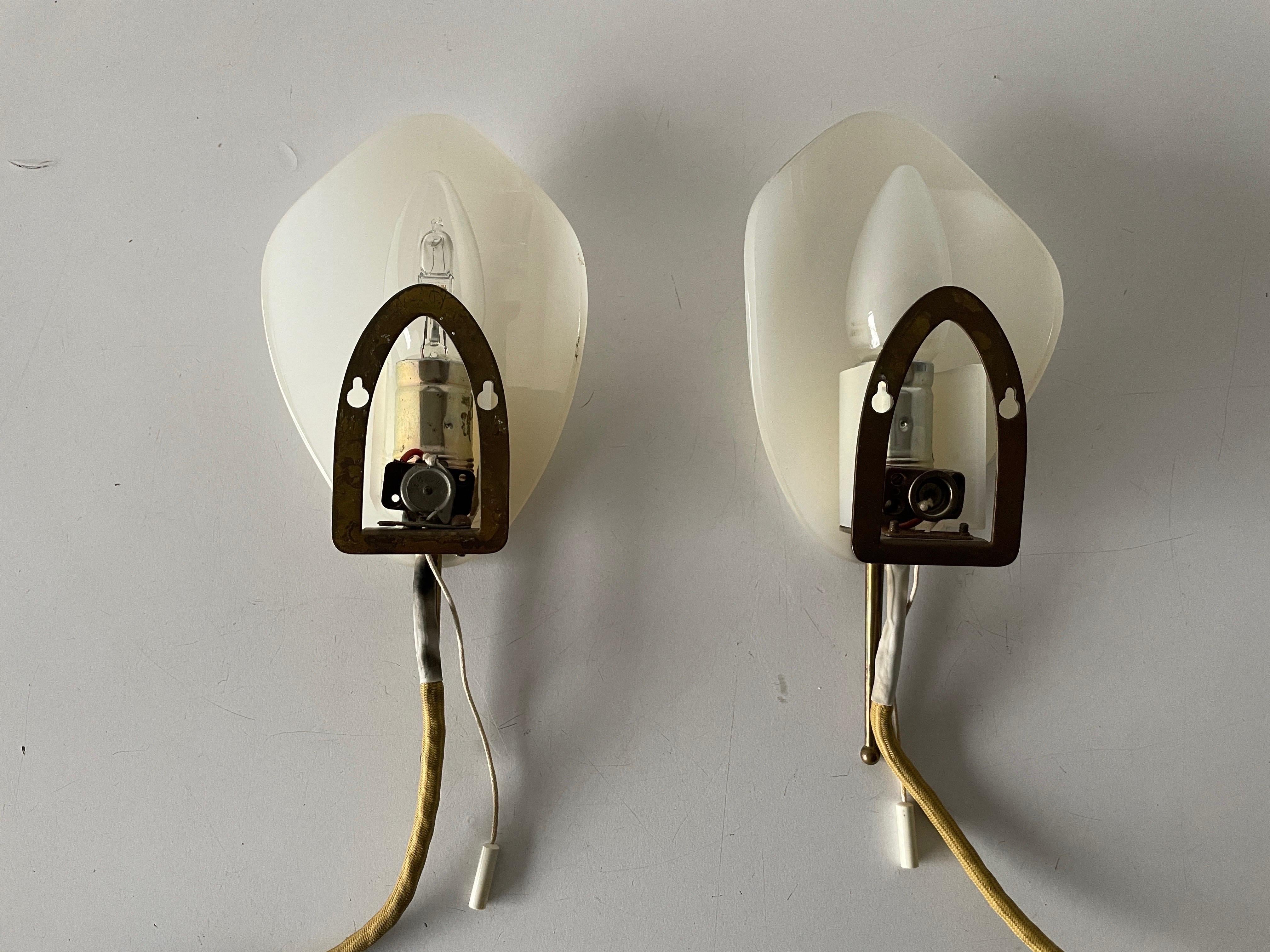 Plexiglass and Brass Leaf shaped Pair of Sconces, 1950s, Germany 7