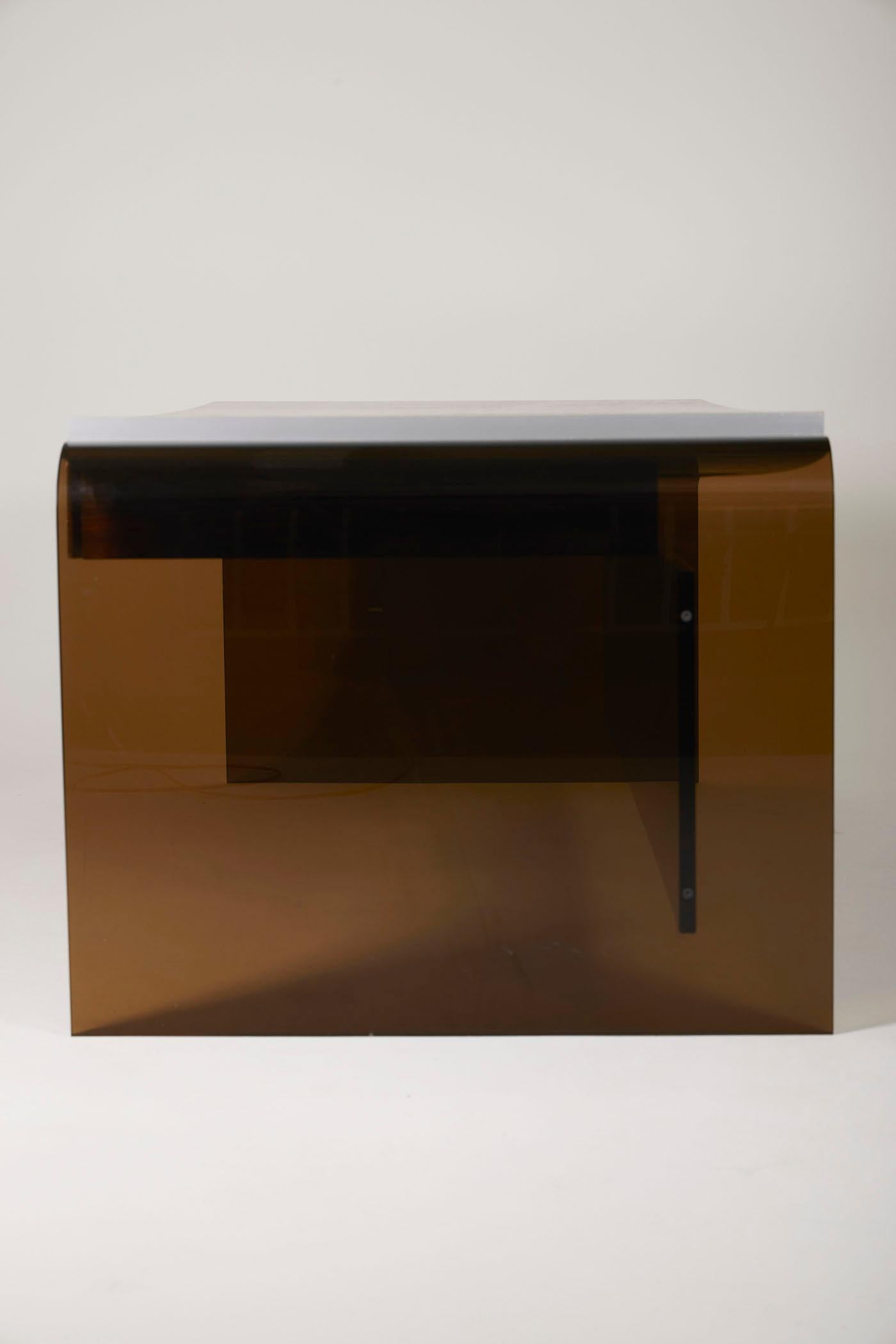 Schreibtisch aus Plexiglas und Ebenholz im Angebot 5