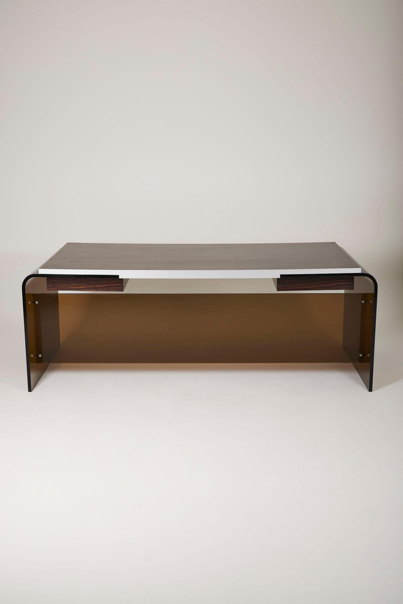 Plexiglass and ebony desk For Sale 9