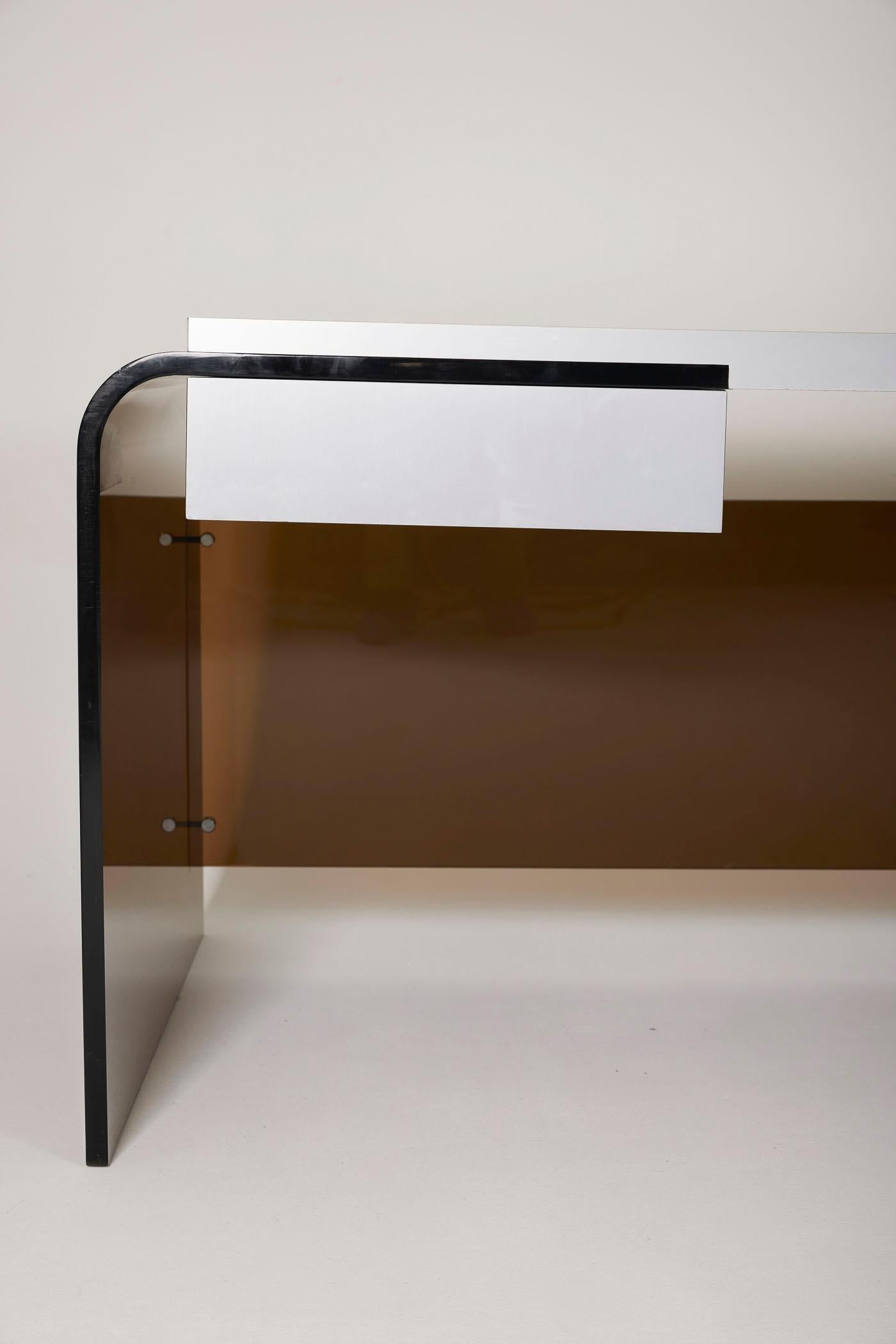 20th Century Plexiglass and ebony desk For Sale