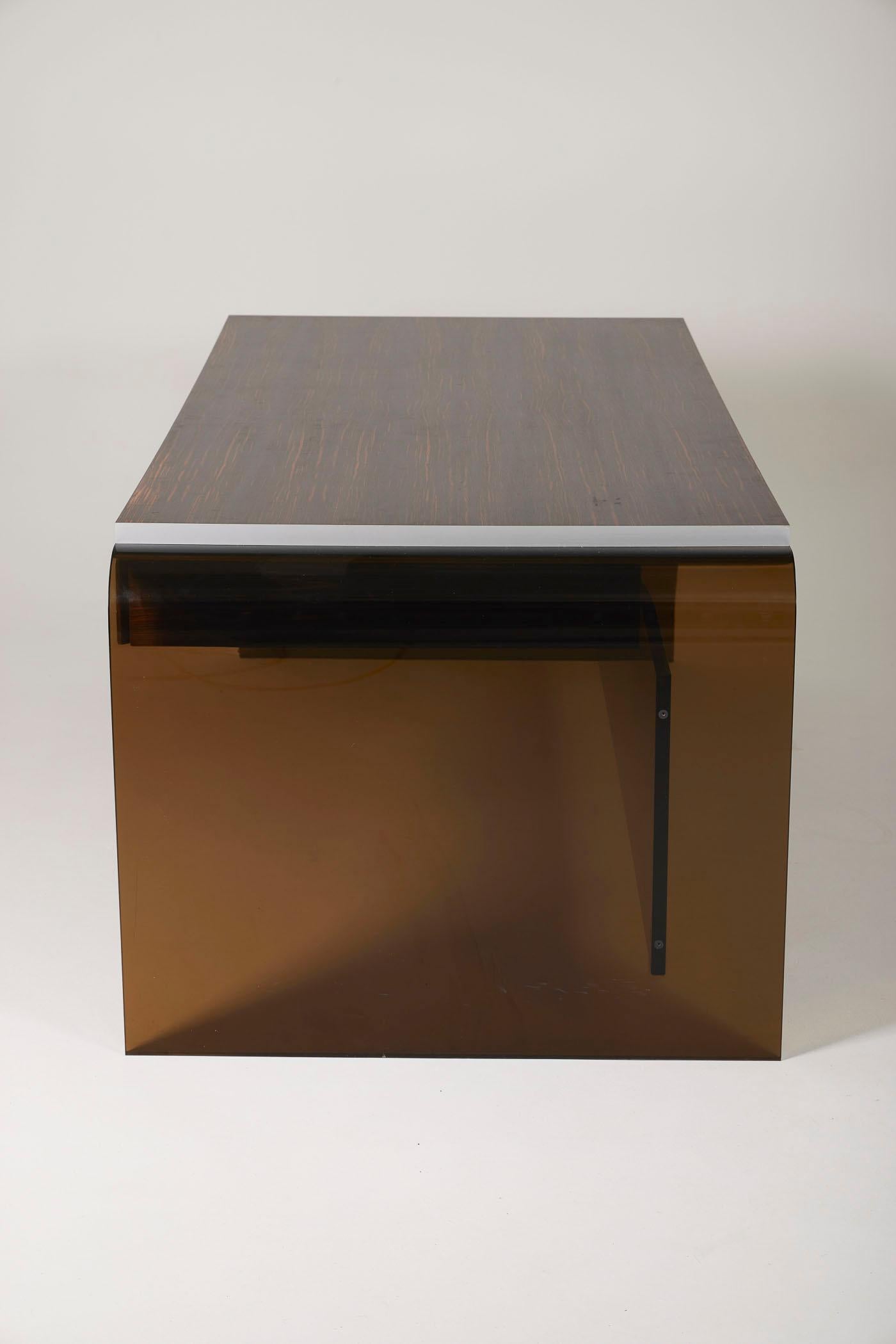 Schreibtisch aus Plexiglas und Ebenholz im Angebot 4