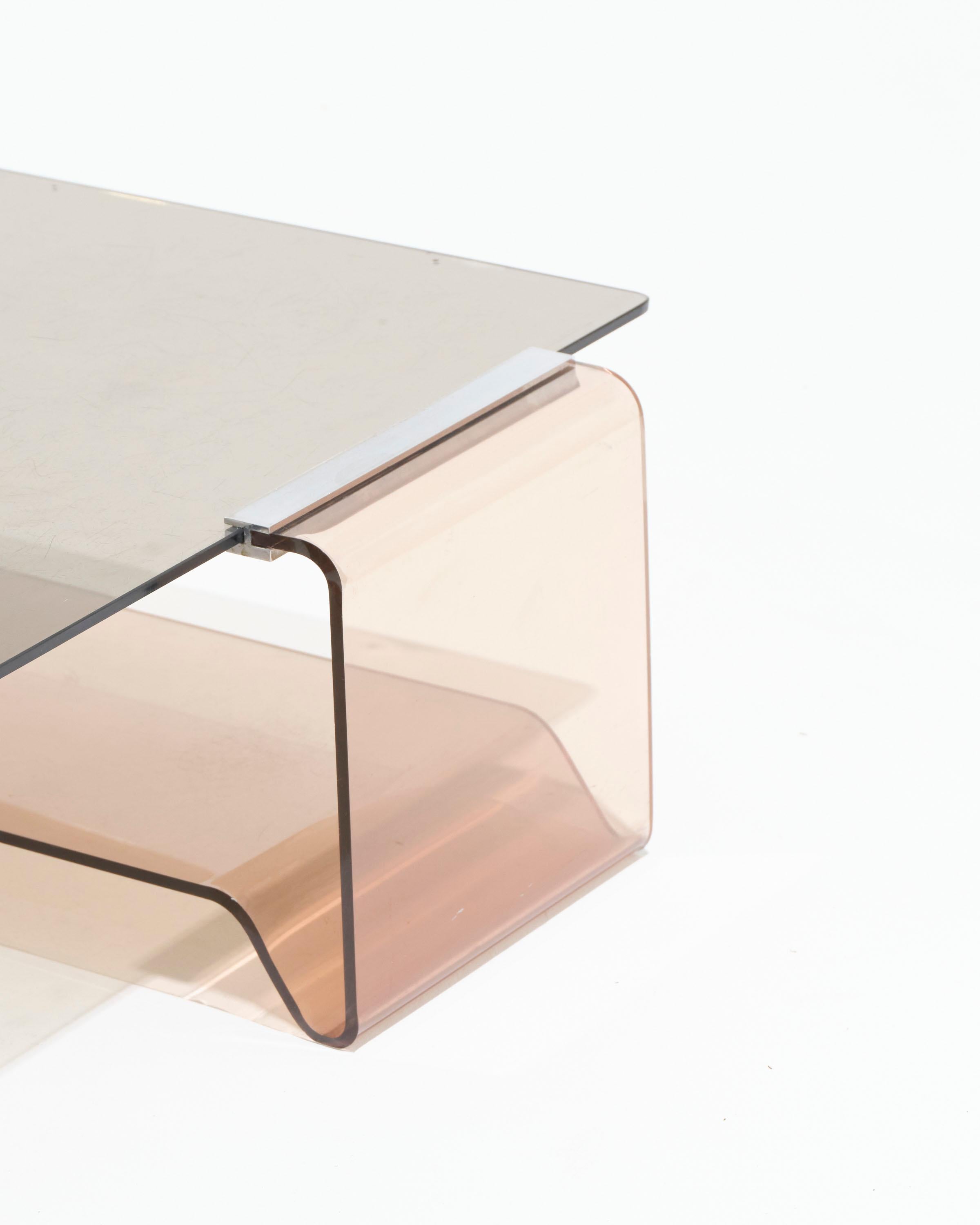 Tavolino in plexiglass e vetro, Michel Dumas, anni '70 in vendita 4