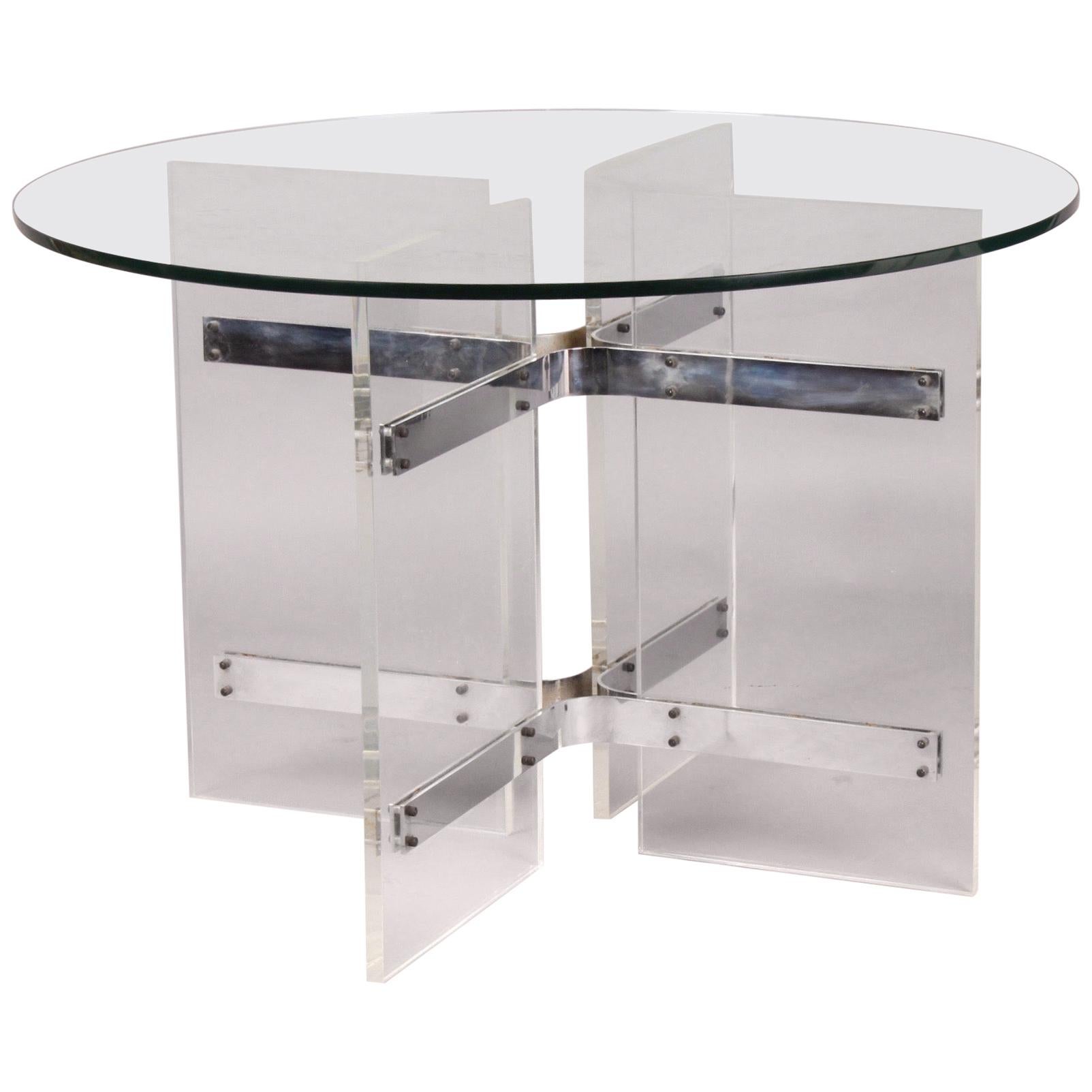 Plexiglass and Glass Guerdon or Dinning Table for 4 People