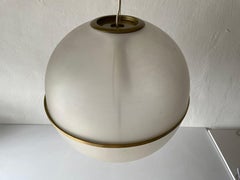 Plexiglass and Gold Metal Trim Ball Design Elegant Ceiling Lamp, 1960s, Italy