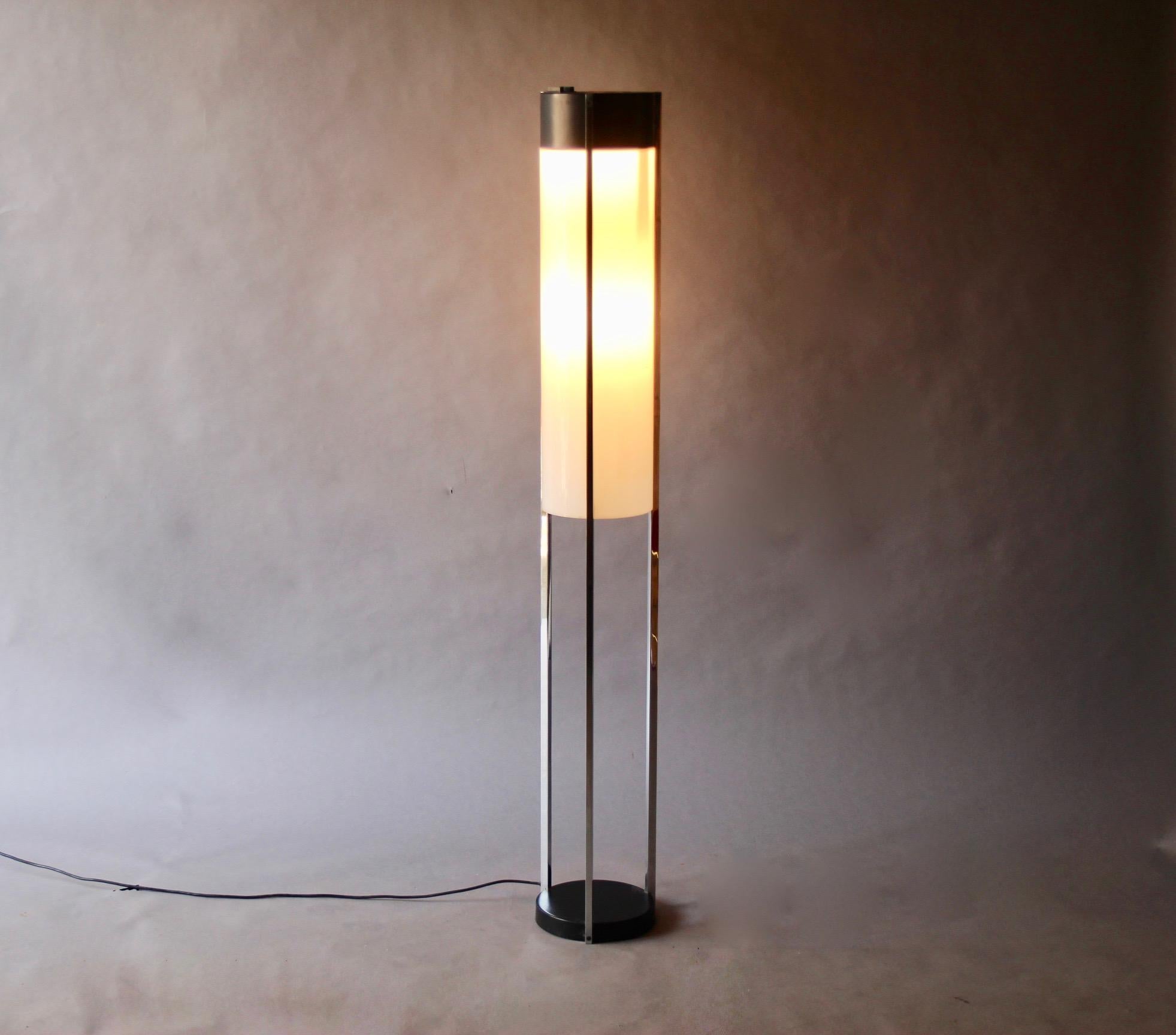 European Plexiglass and Metal Floor Lamp