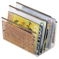 Plexiglass and Rattan Magazine Stand