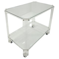 Barwagen aus Plexiglas mit zwei Glasböden, Mid-Century Modern Italien 70/80er Jahre