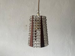 Plexiglass Beads and Teak Wood Ceiling Lamp, 1960s, Germany