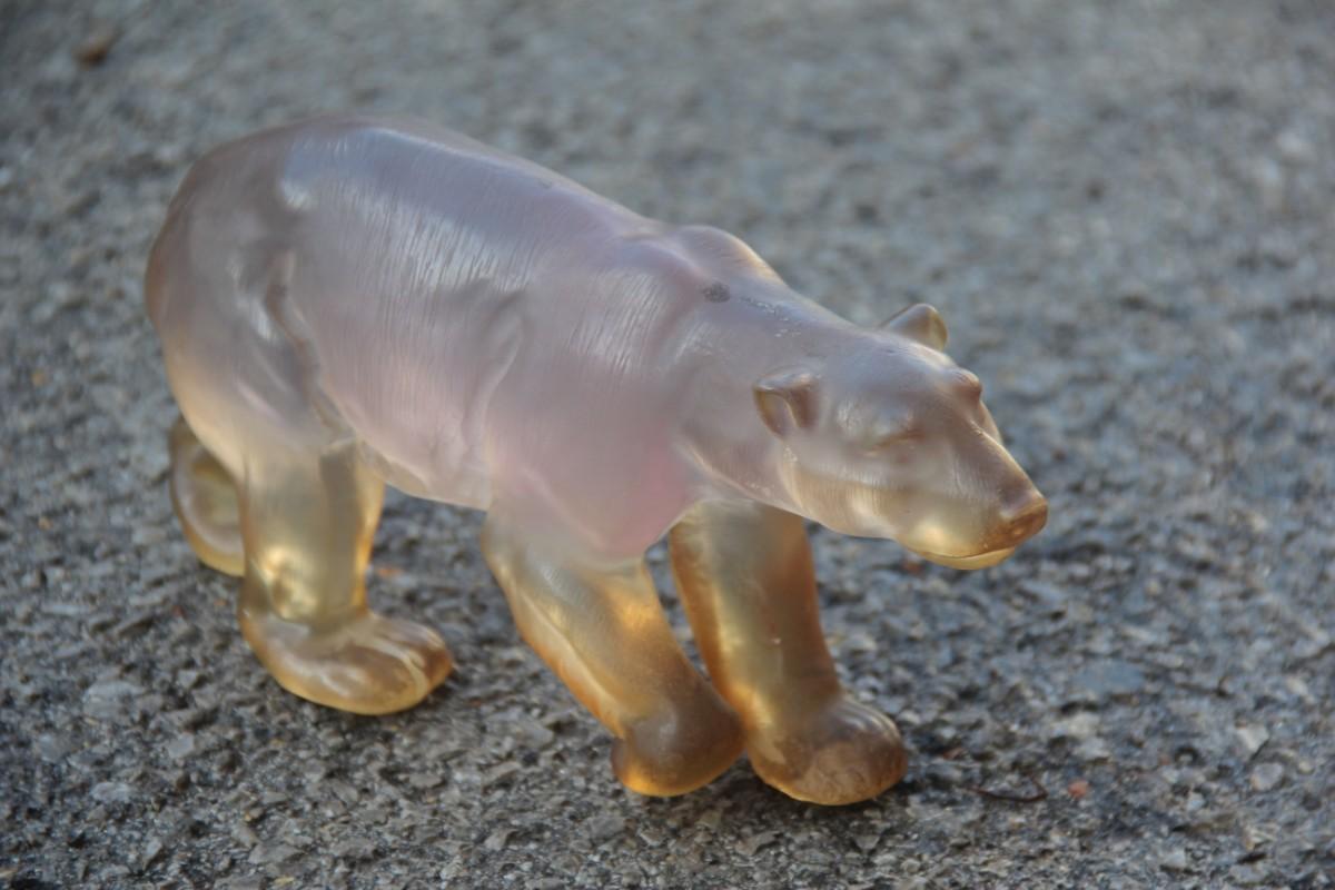 Mid-Century Modern Plexiglass Bear from the 1970s Italian Manufacture Single Block For Sale