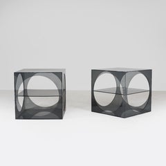 Plexiglass bedside tables, 1970 set of 2
