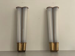 Plexiglass & Brass Large Pair of Cinema Sconces, 1950s, Italy