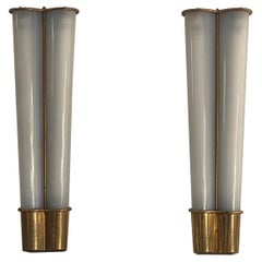 Plexiglass & Brass Large Pair of Cinema Sconces, 1950s, Italy