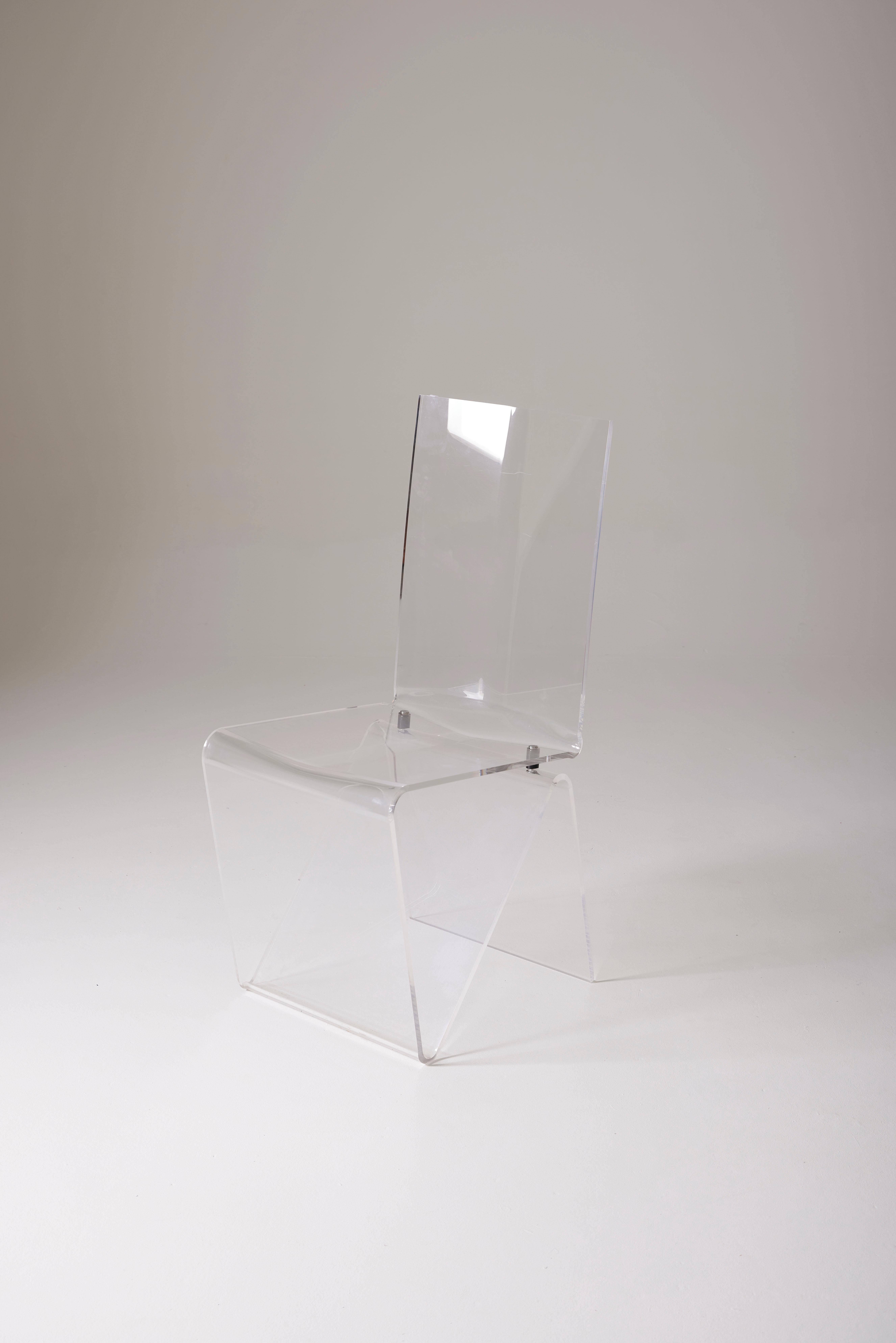 20th Century Plexiglass chair by Maurice Marty For Sale