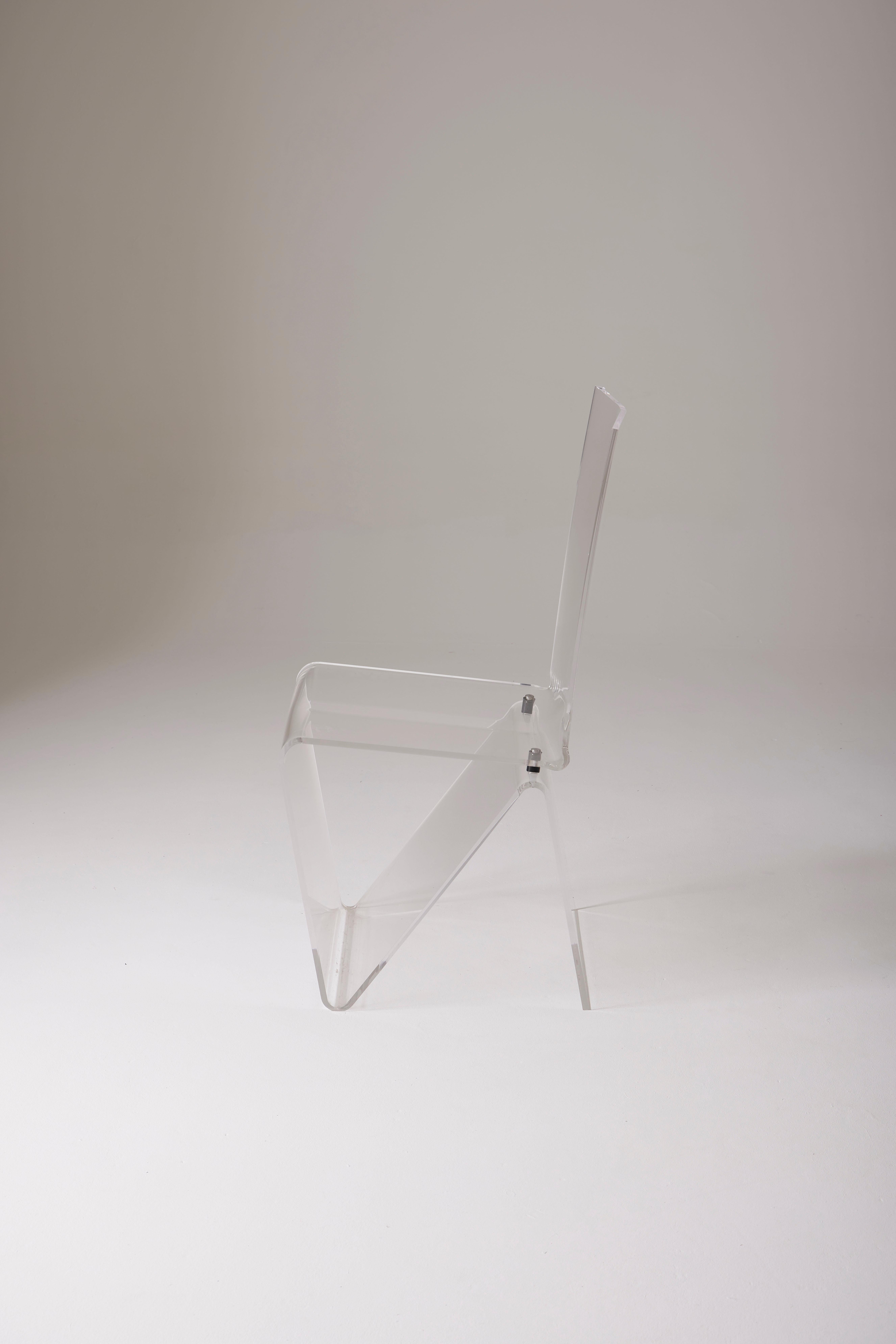 Plexiglass chair by Maurice Marty For Sale 1