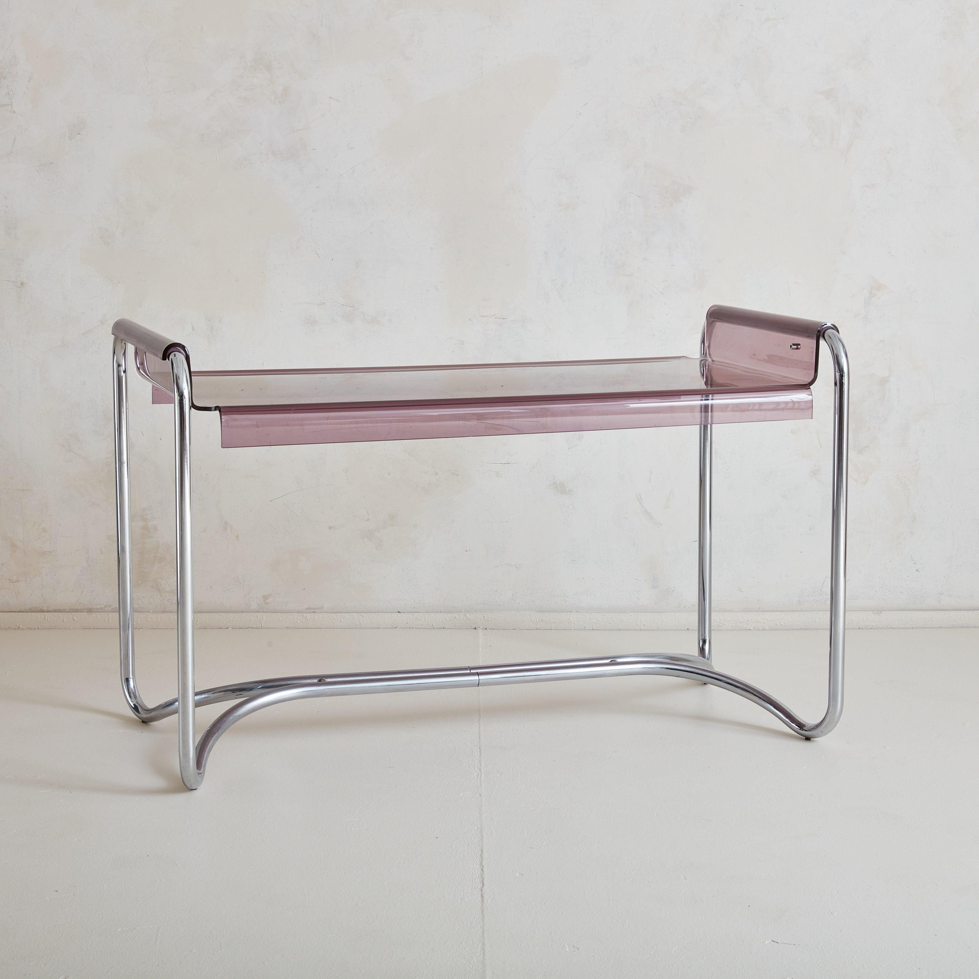 Italiano Scrivania + sedia in plexiglass di Fabio Lenci per Formes Nouvelles, Italia 1970s in vendita