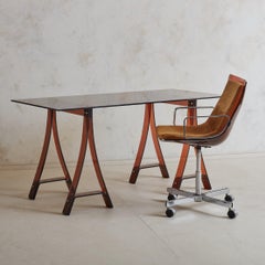 Plexiglass Desk with Smoked Glass Top by Marcello Gacita + Pierre Tiberi, 1970s
