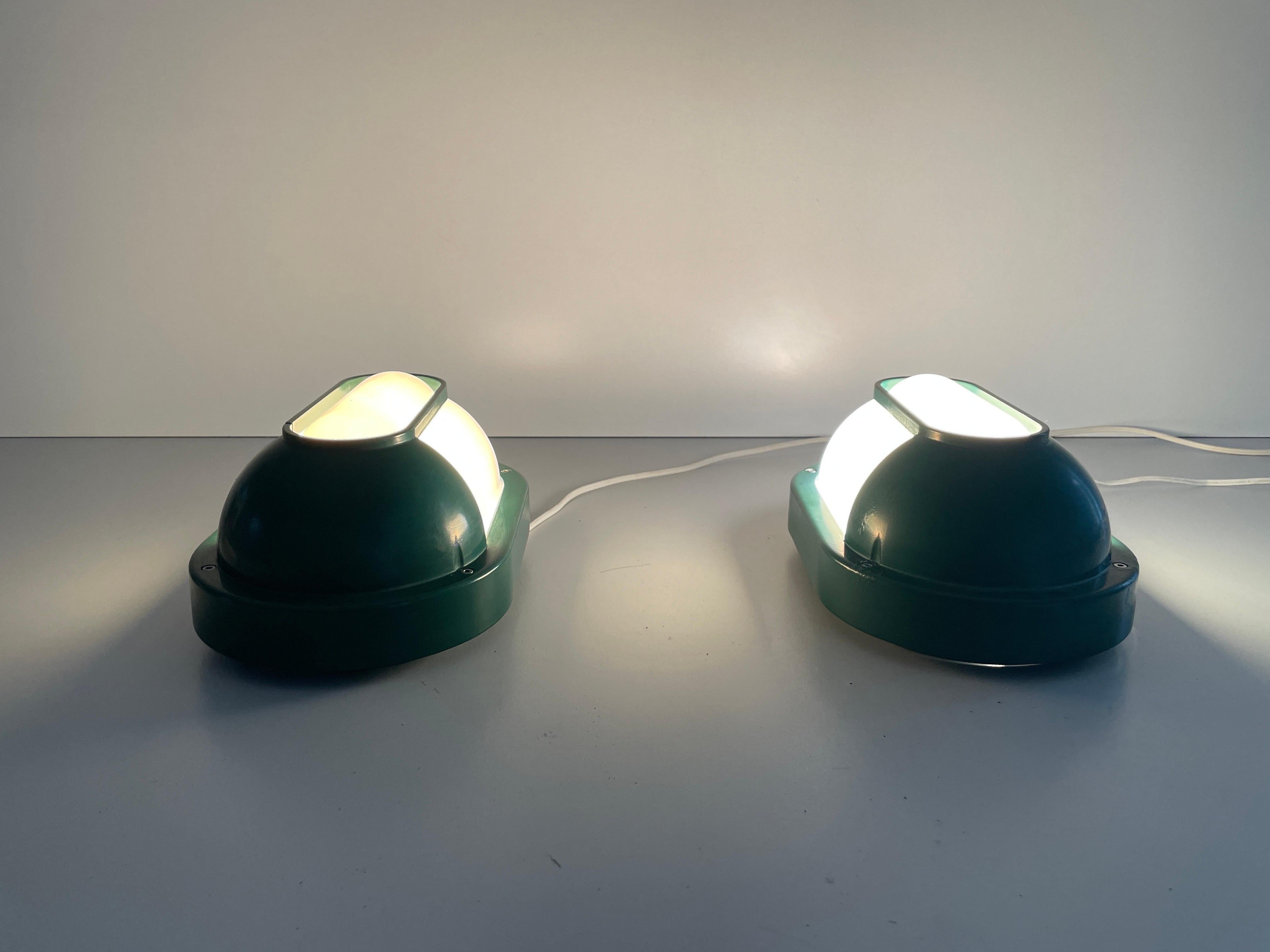 Plexiglass & Green Metal Pair of Sconces by Bonalux, 1980s, Germany For Sale 7