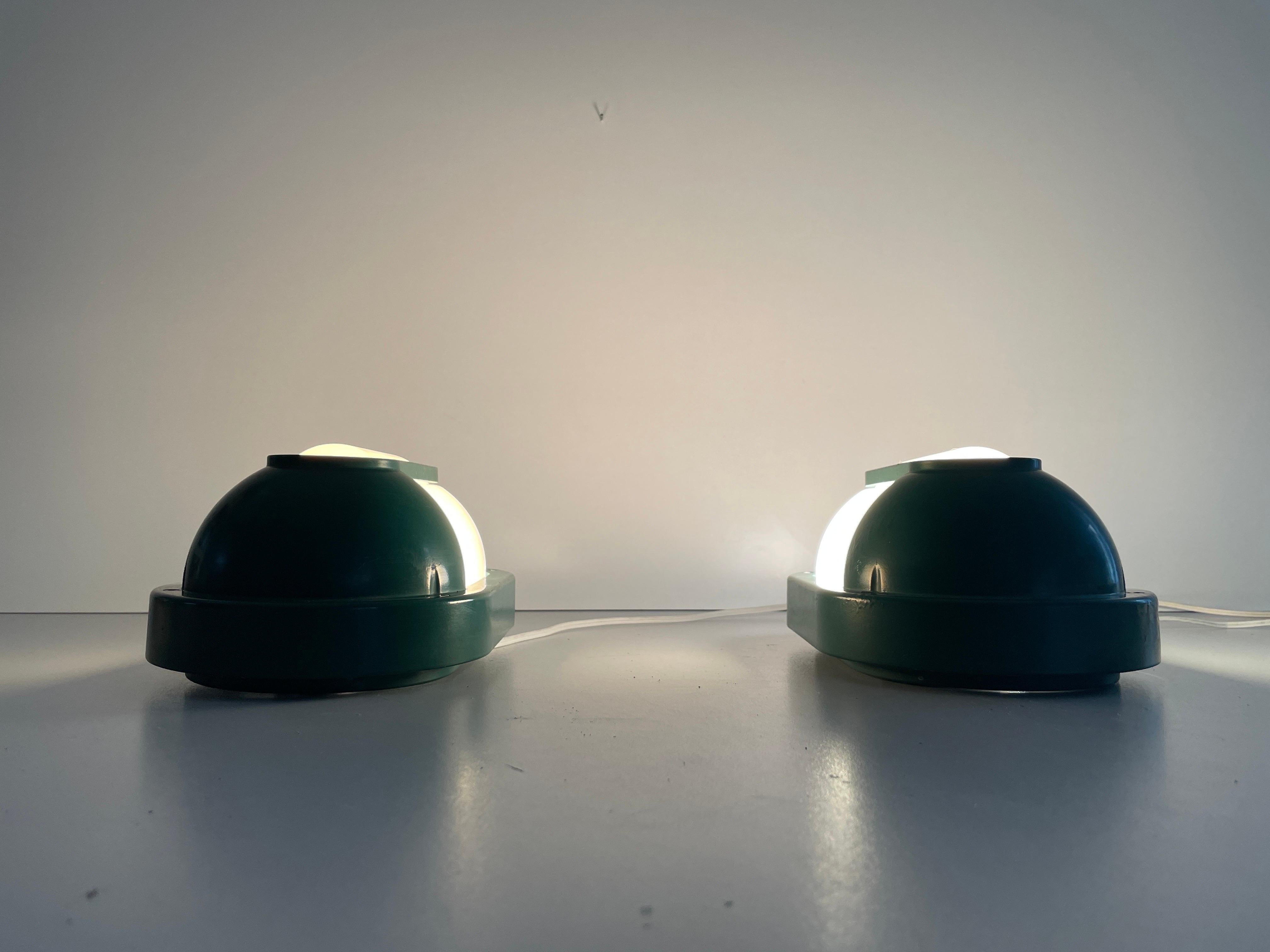 Plexiglass & Green Metal Pair of Sconces by Bonalux, 1980s, Germany For Sale 8