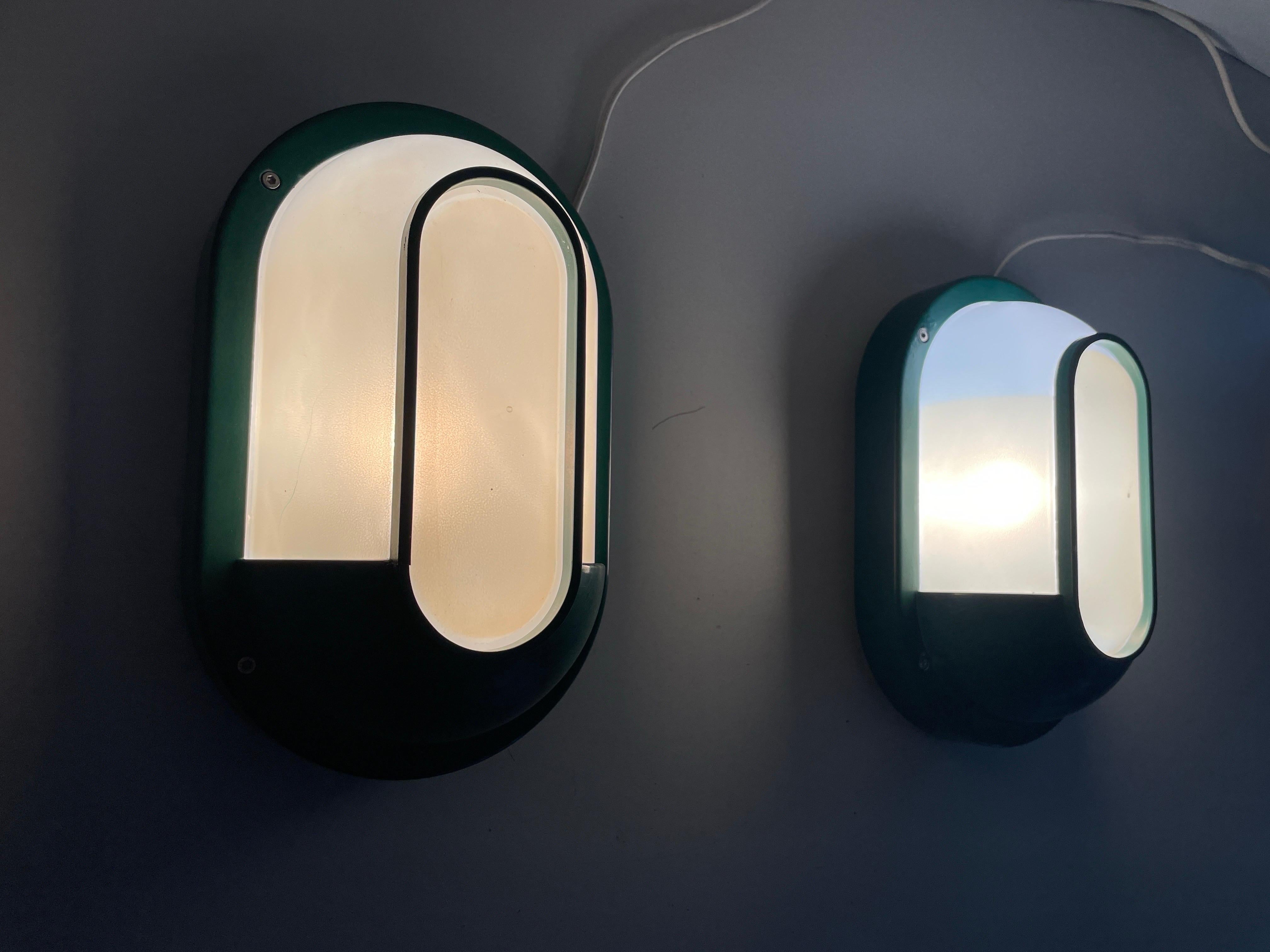 Plexiglass & Green Metal Pair of Sconces by Bonalux, 1980s, Germany For Sale 9