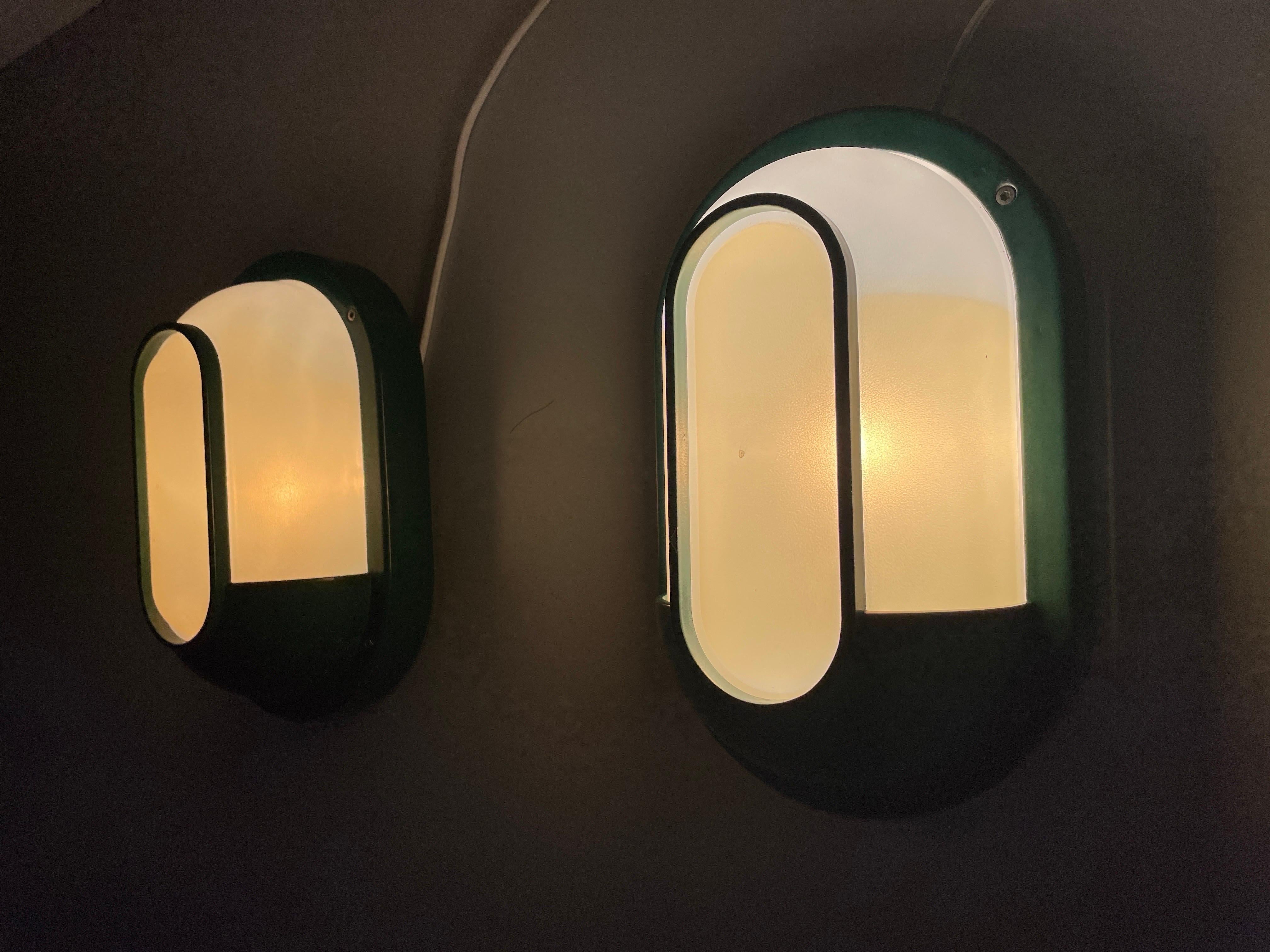 Plexiglass & Green Metal Pair of Sconces by Bonalux, 1980s, Germany For Sale 10