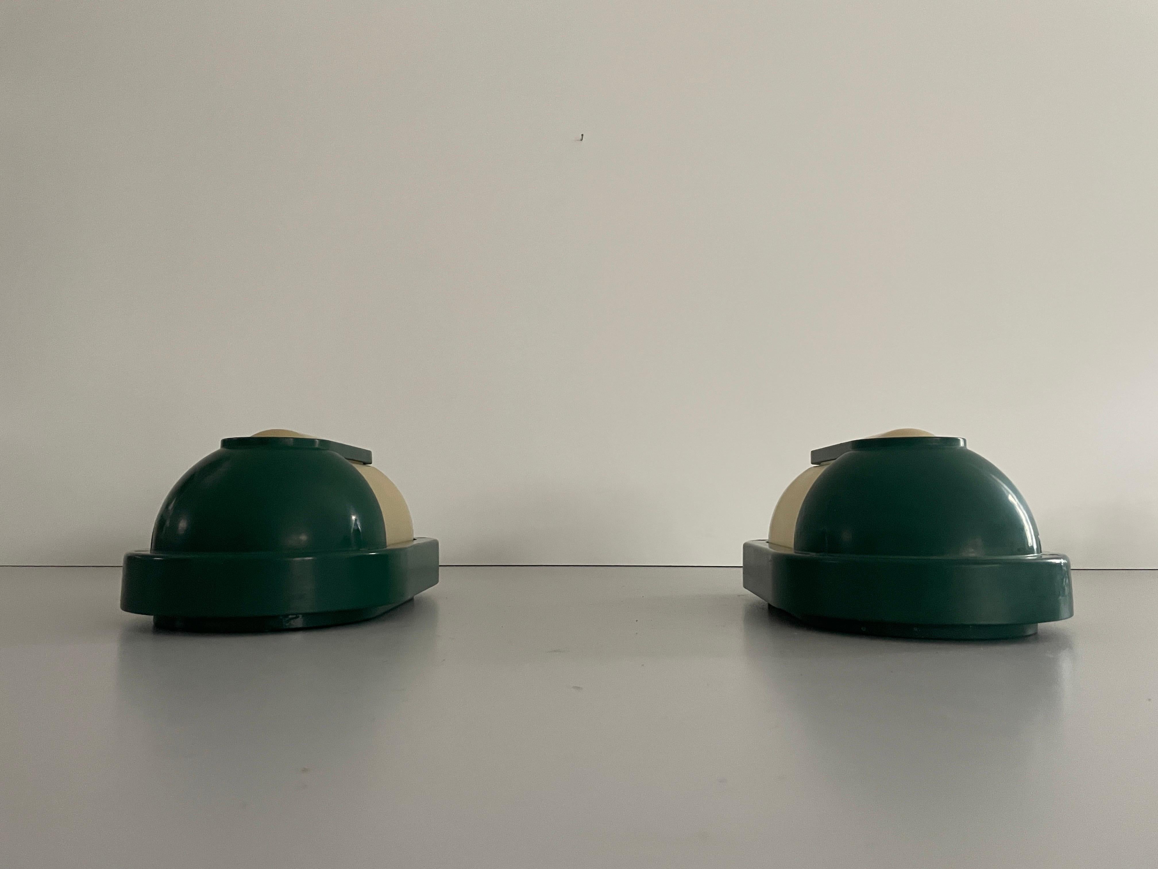 Plexiglass & Green Metal Pair of Sconces by Bonalux, 1980s, Germany For Sale 1