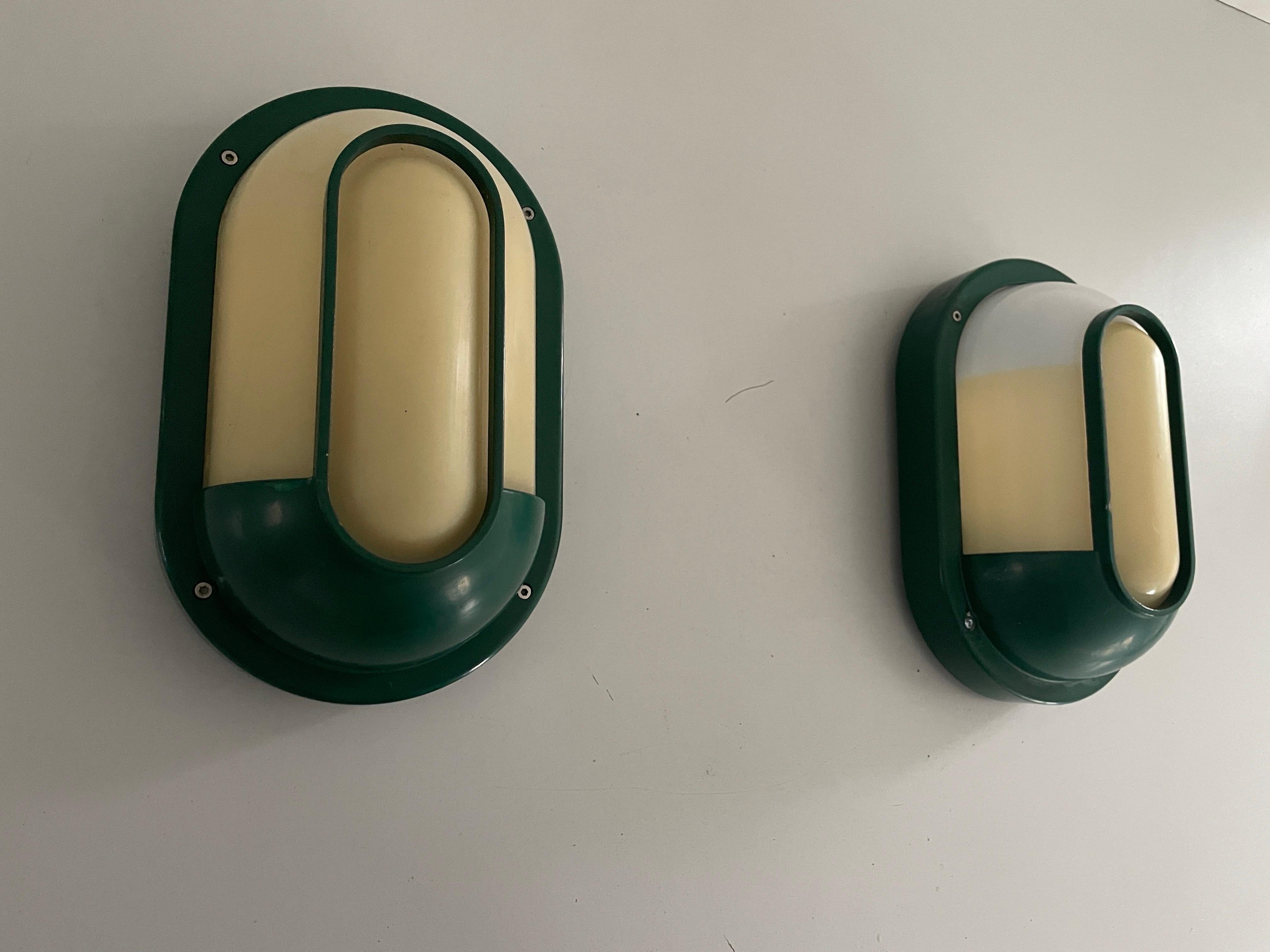 Plexiglass & Green Metal Pair of Sconces by Bonalux, 1980s, Germany For Sale 2