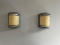Paar Wandleuchten aus Plexiglas und grauem Metall von Massive, 1980er, Deutschland