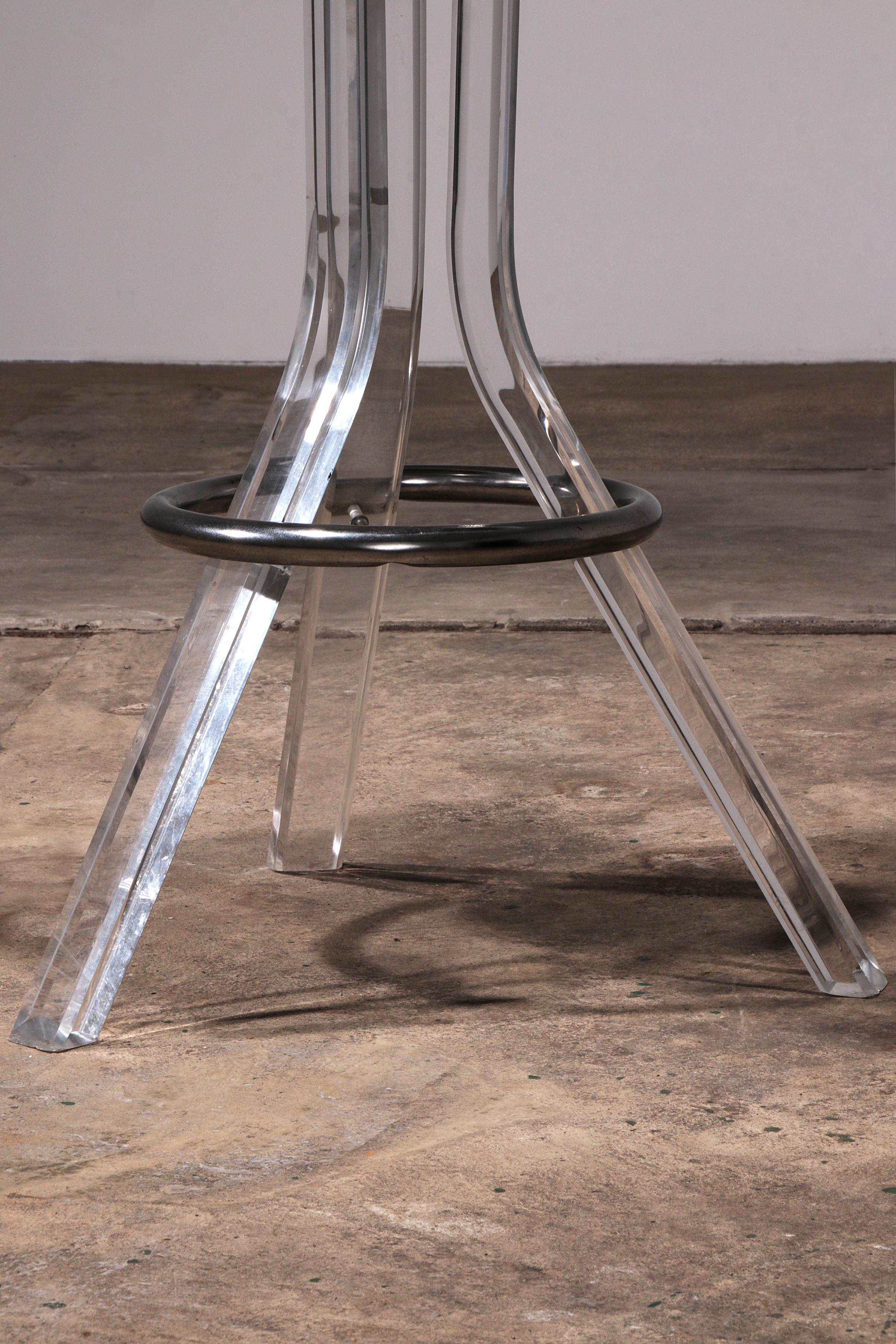 Plexiglass lucite bar stools and chrome swivel bar chairs, Hill Manufacturers For Sale 3