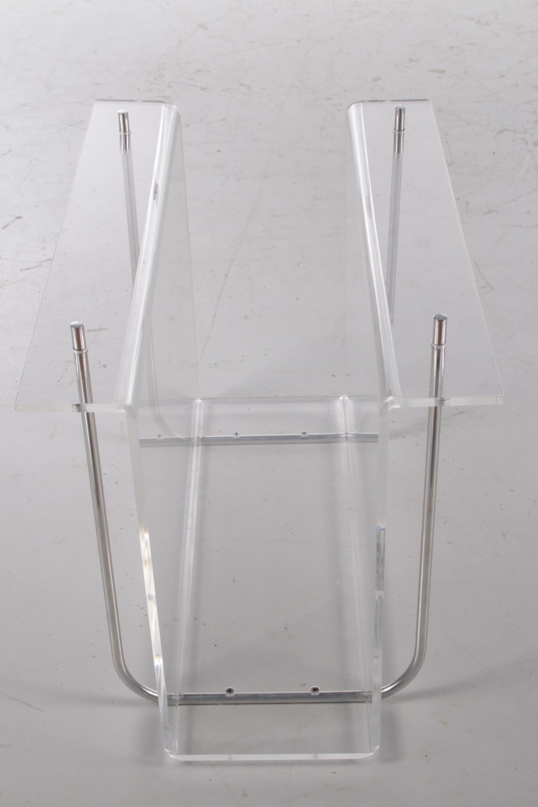 Plexiglass Magazine Rack with Metal Accents, 1970 1