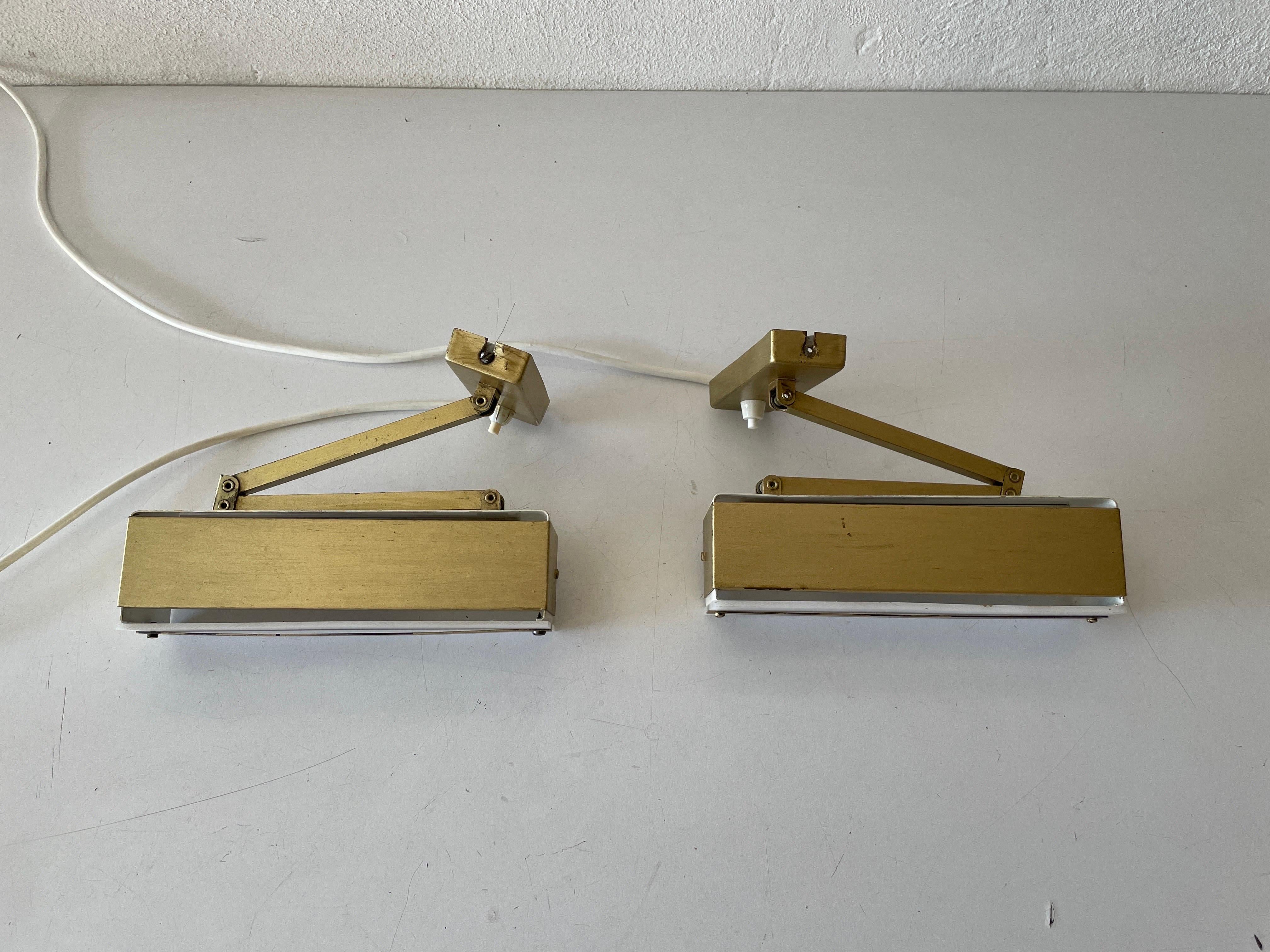 Mid-Century Modern Plexiglass Metal Pair of Sconces by Paul Neuhaus, 1950s, Germany For Sale