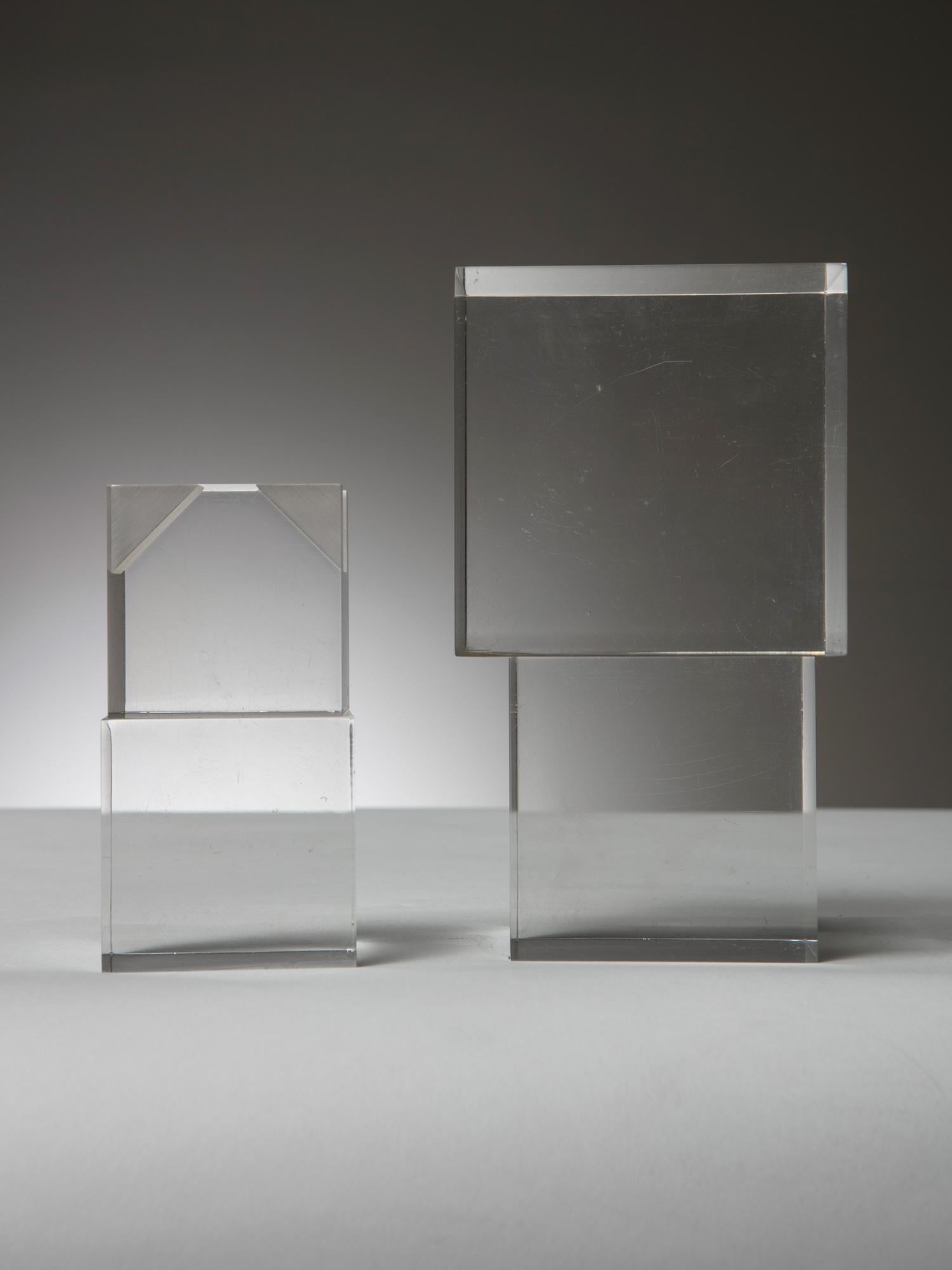 Italian Plexiglass Optical Cubic Sculpture by Alessio Tasca for Fusina, Italy, 1970s  For Sale
