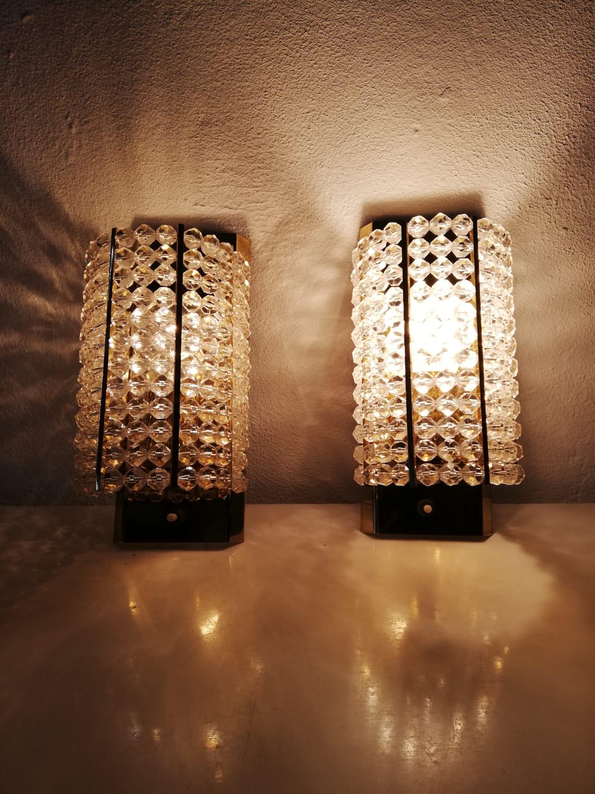 Brass Plexiglass Pair of Sconces by Emil Stejnar for Rupert Nikoll, 1960s, Austria