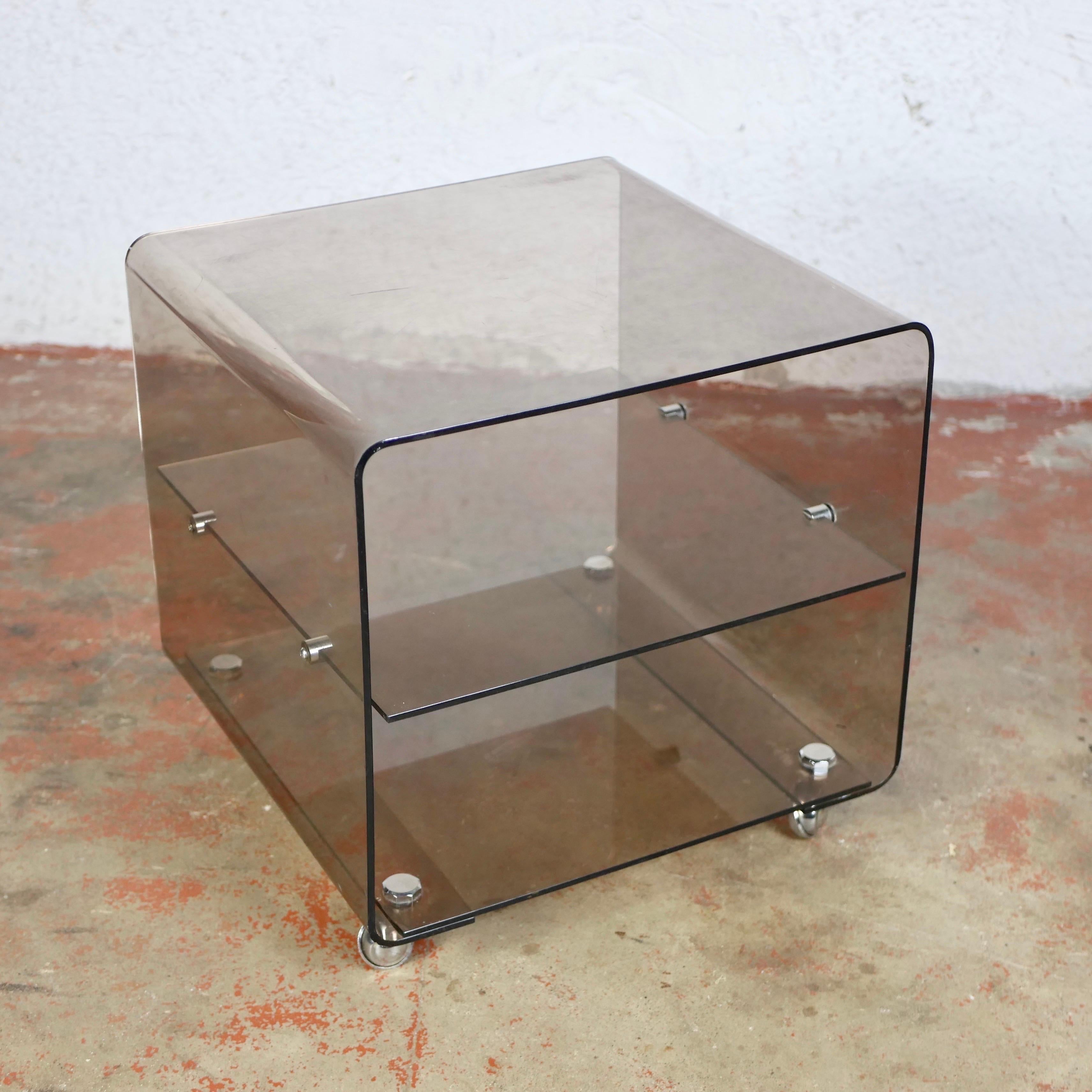 Late 20th Century Plexiglass side table on wheels by Roche Bobois, France, 1970